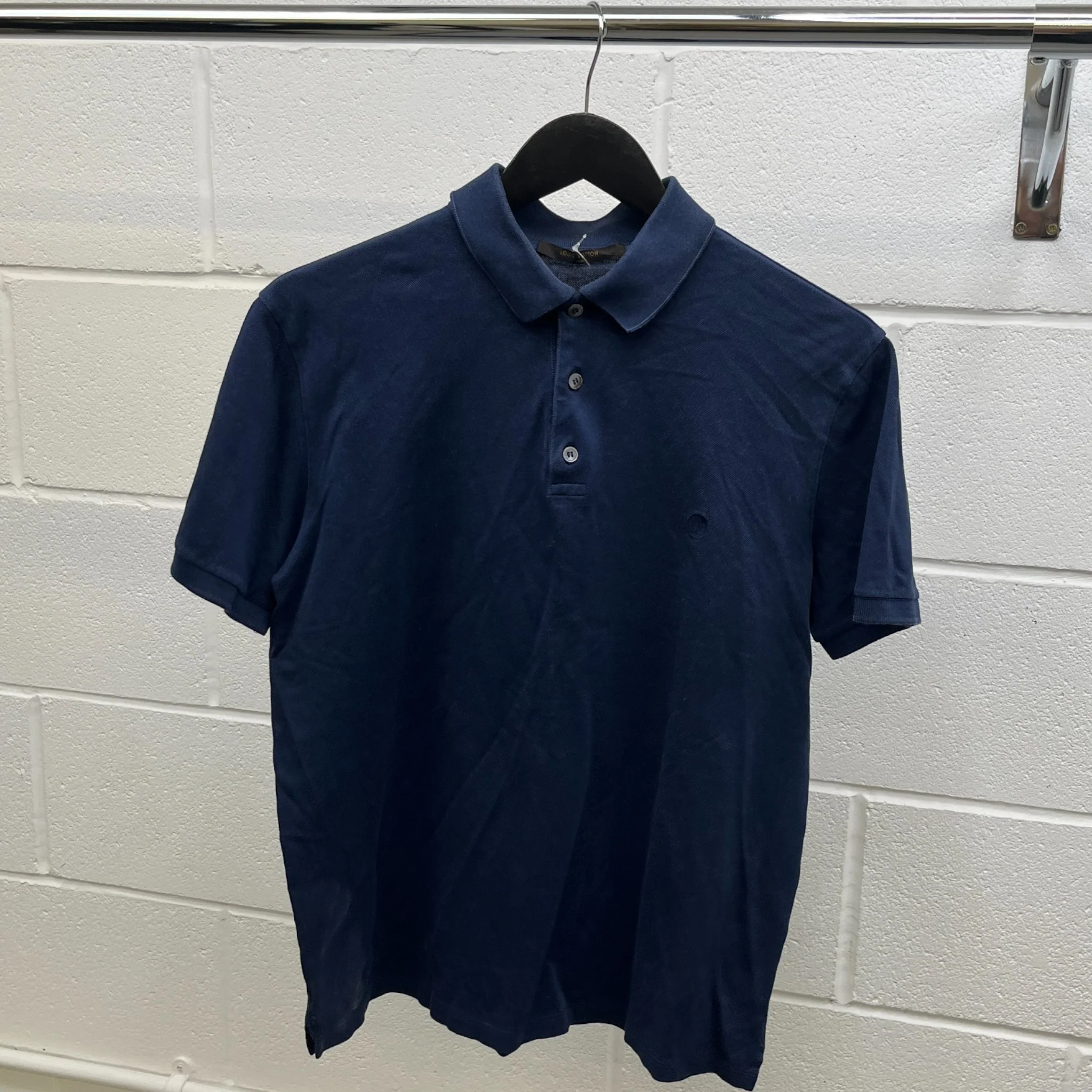 Men's Embroidered Lv Polo Shirt Navy Size M - Image 8