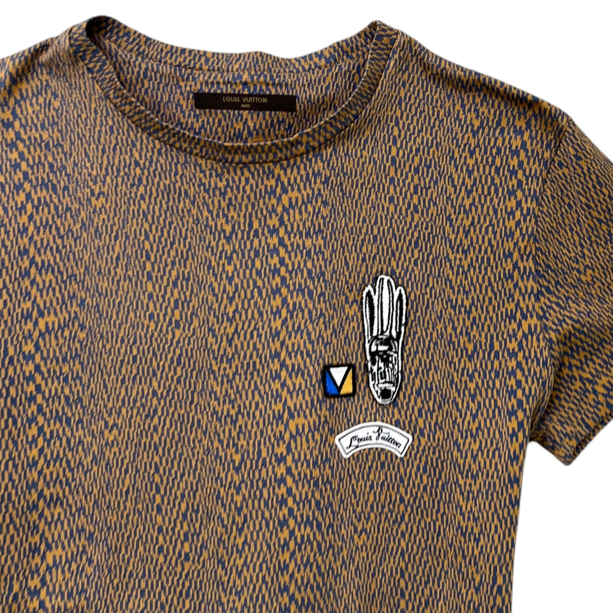 Men's Embroidered Patches T-Shirt Brown Size S - Image 5