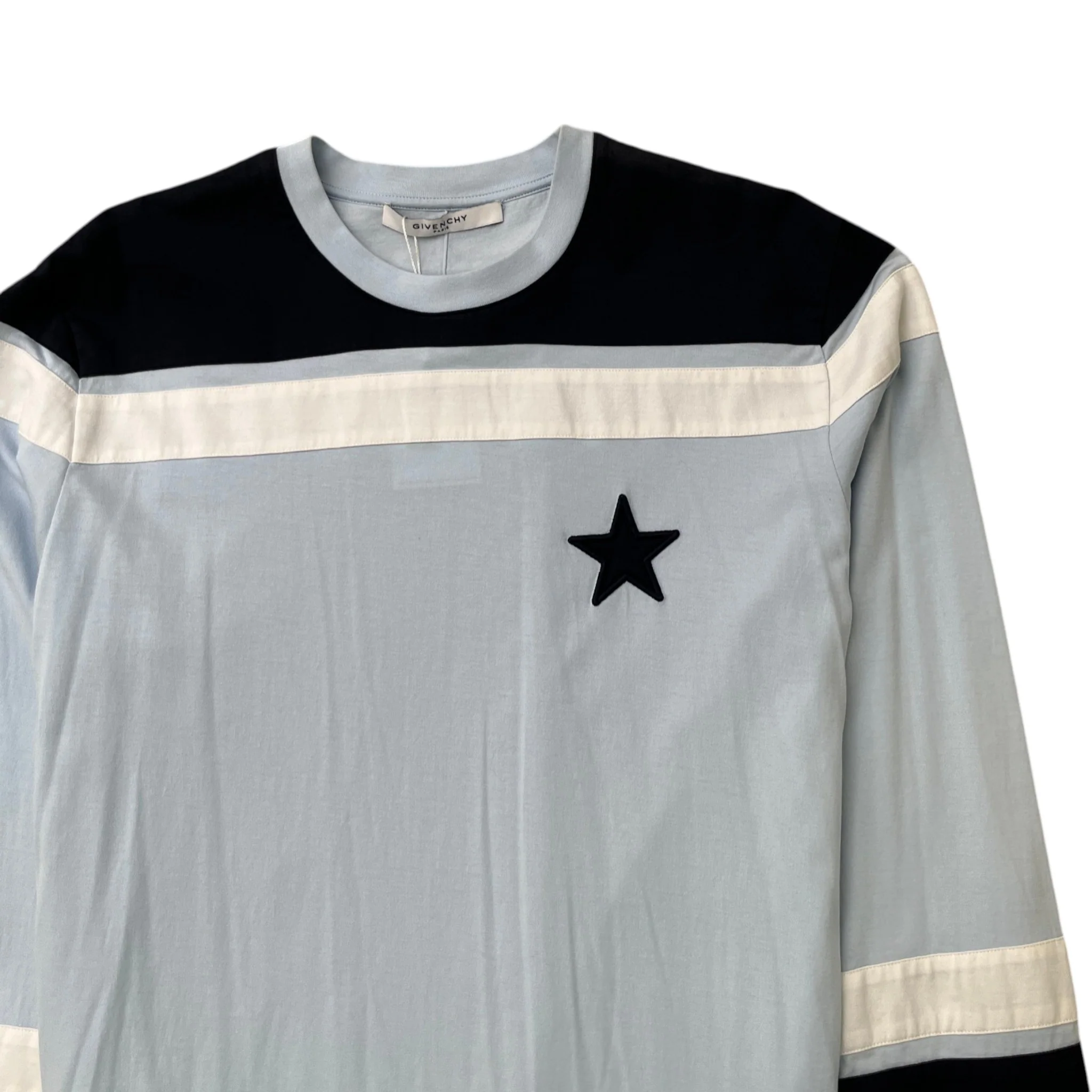 Men's Embroidered Star Long Sleeve T-Shirt Blue Size S - Image 5