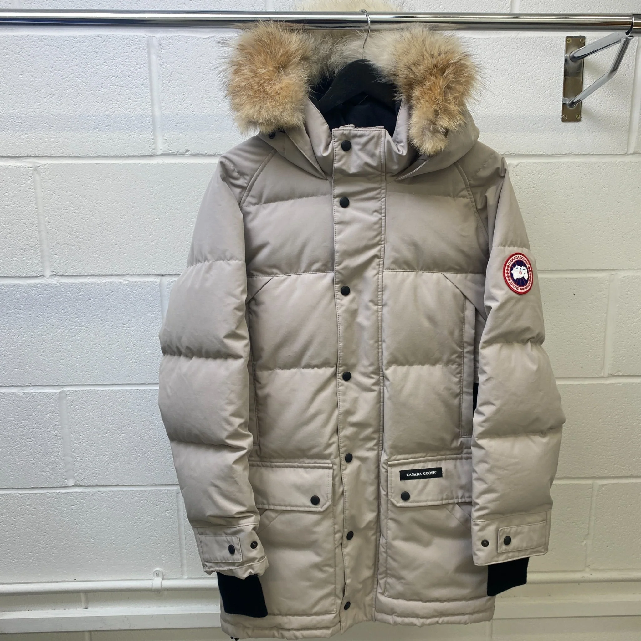Men's Emory Parka Down Jacket Beige Size M - Image 10