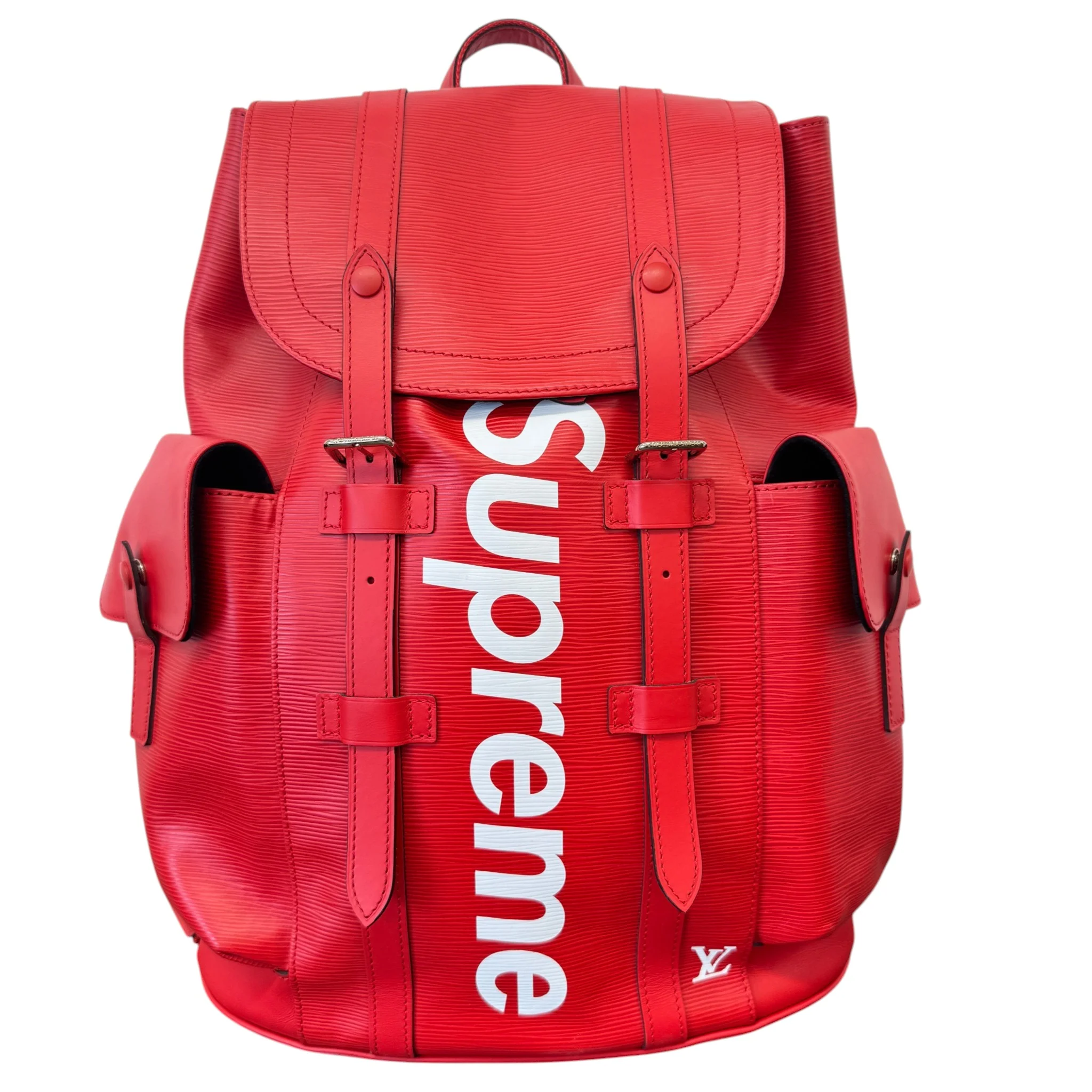 Men's Epi Leather Christopher X Supreme Backpack Red