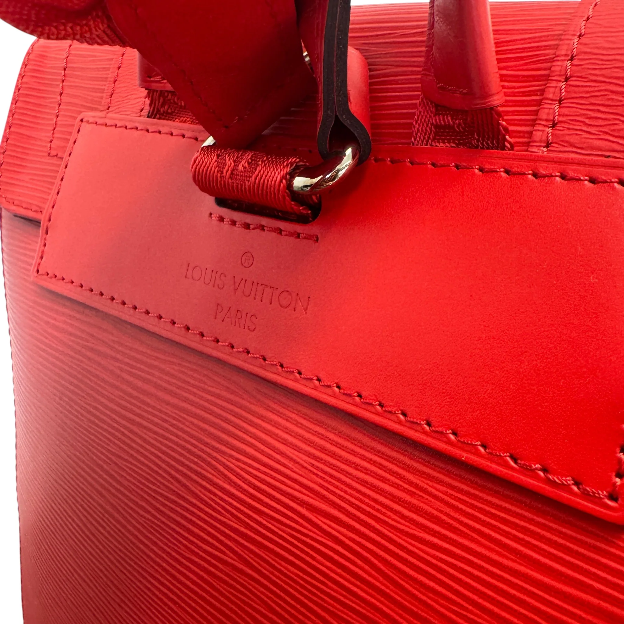 Men's Epi Leather Christopher X Supreme Backpack Red - Image 14