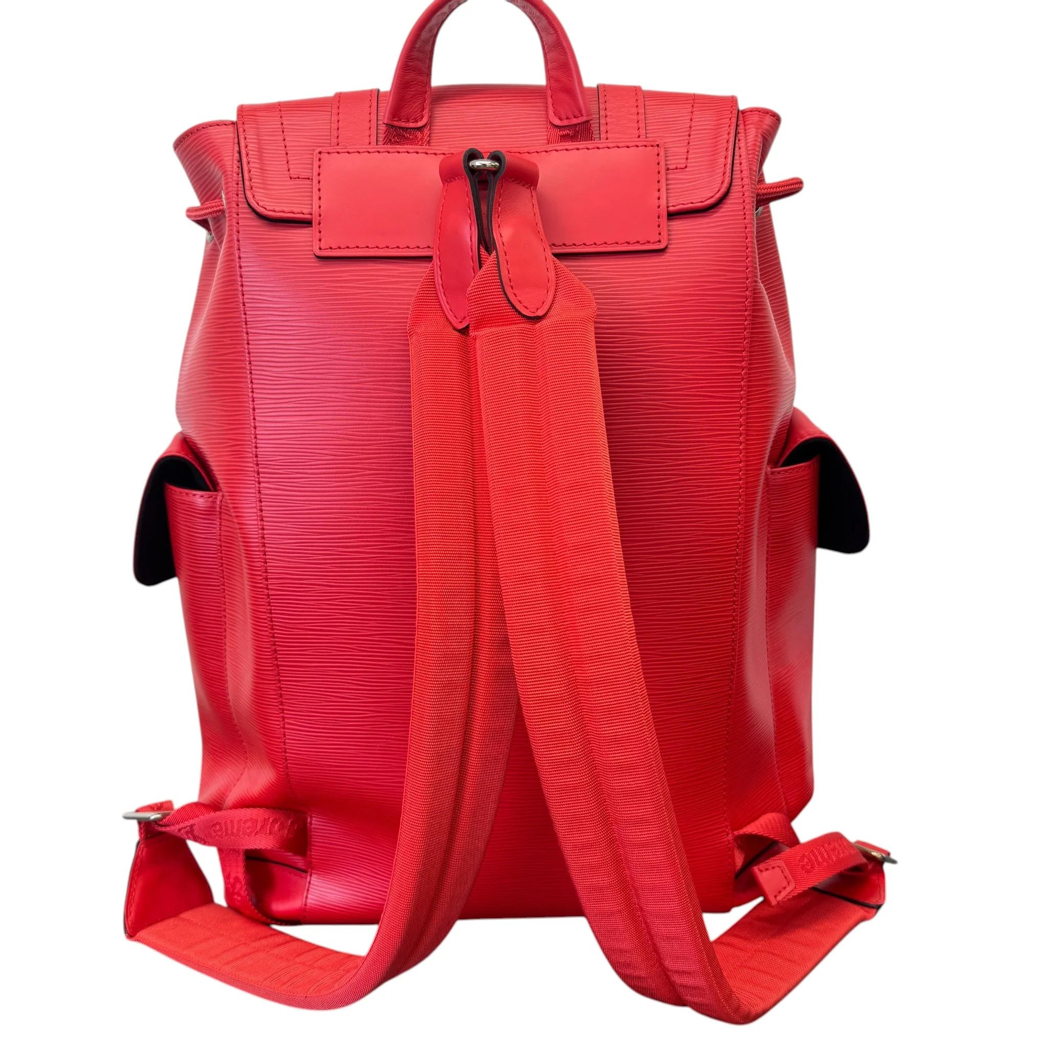 Men's Epi Leather Christopher X Supreme Backpack Red - Image 3