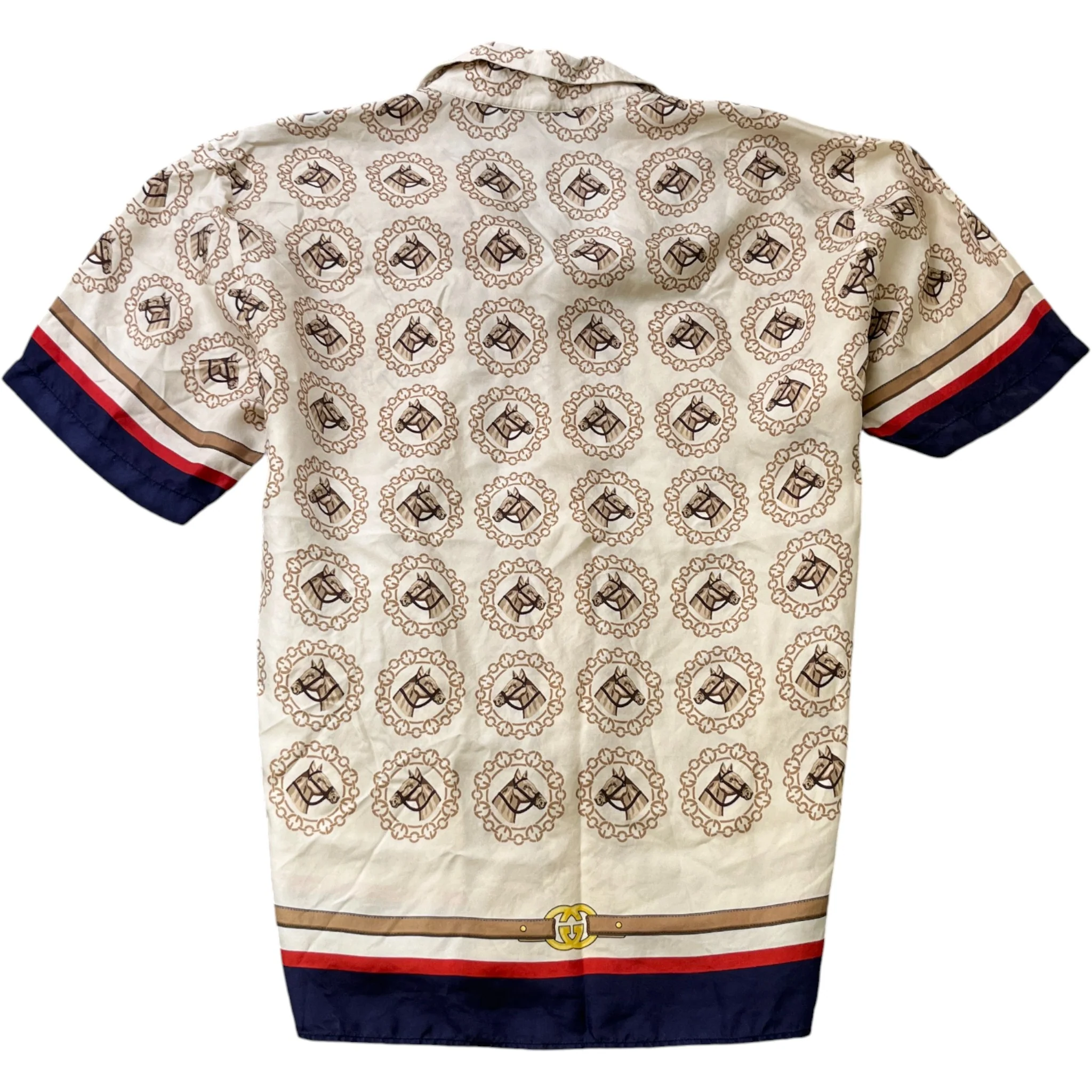 Men's Equestrian Print Shirt Beige Size IT 50 / UK L - Image 2