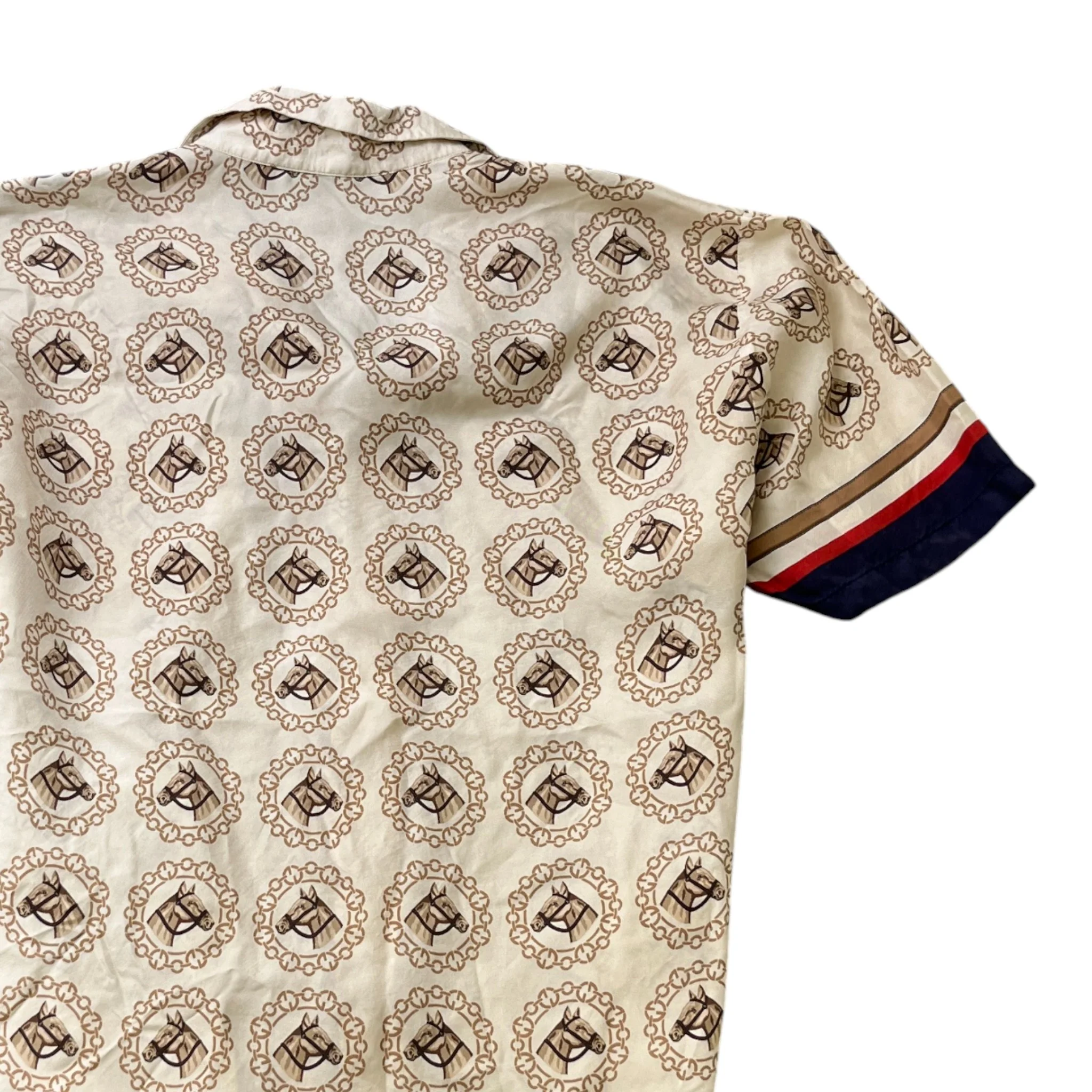 Men's Equestrian Print Shirt Beige Size IT 50 / UK L - Image 4