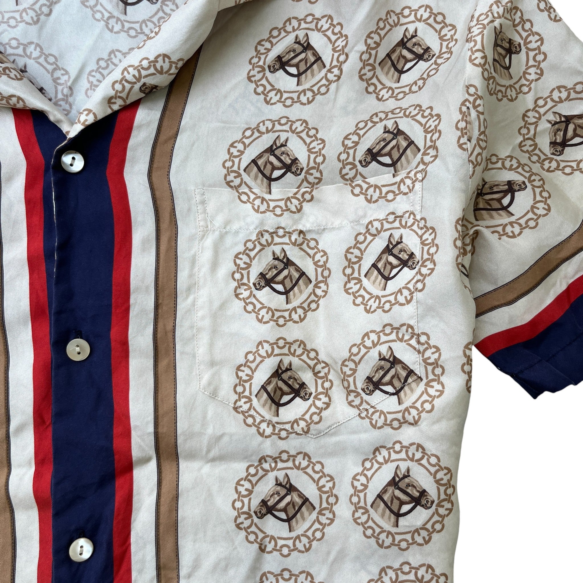 Men's Equestrian Print Shirt Beige Size IT 50 / UK L - Image 5