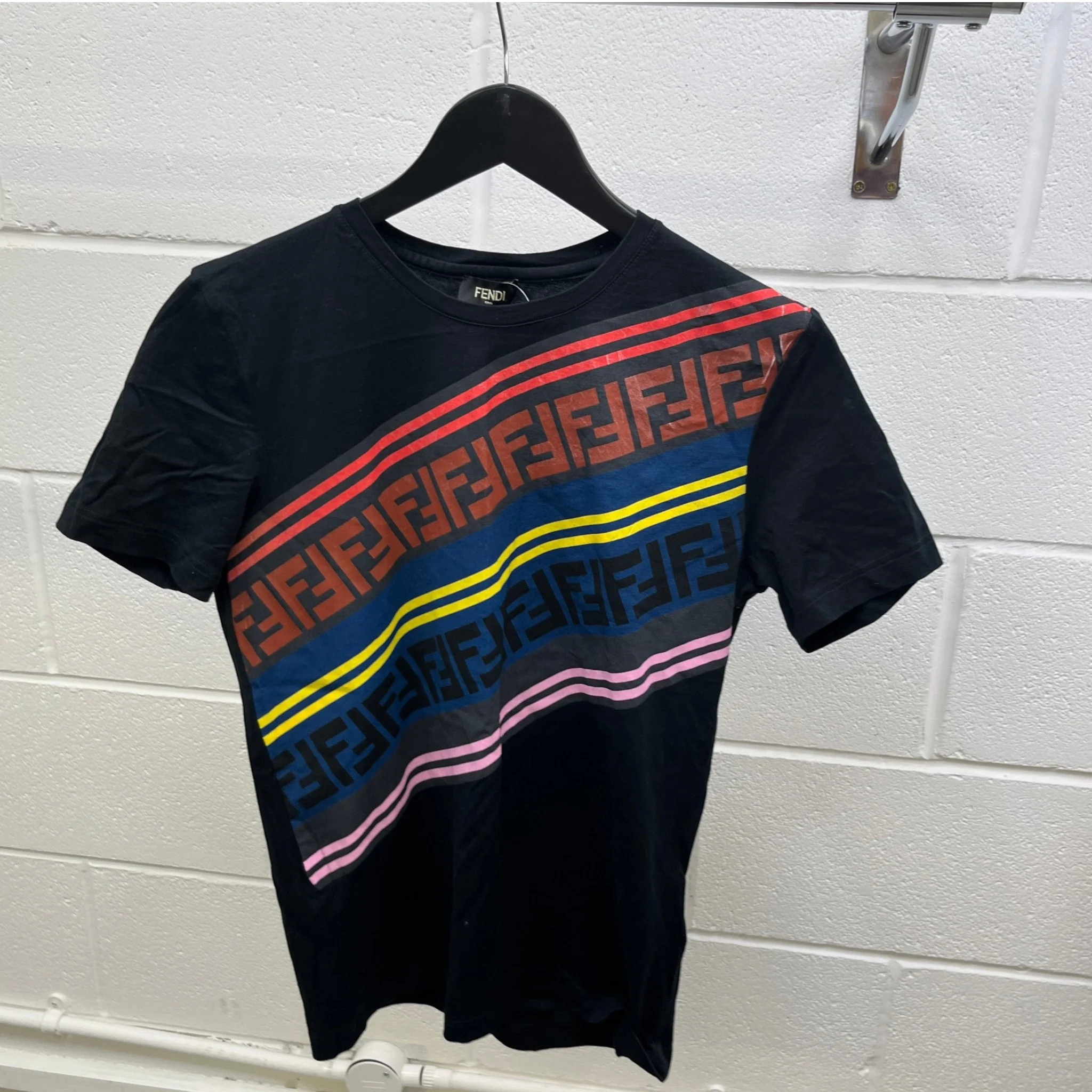 Men's Ff Logo Print T-Shirt Black Size XS - Image 8