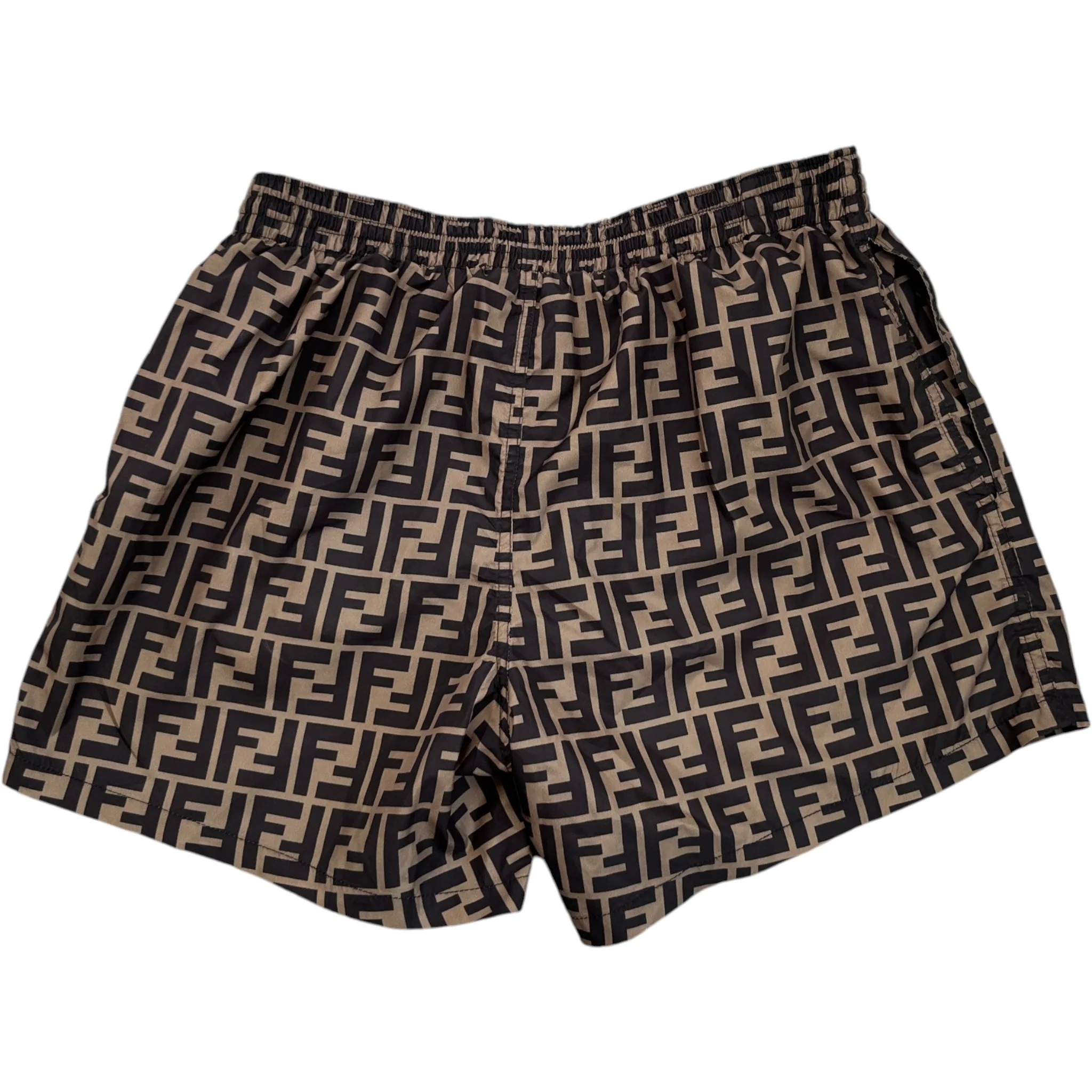 Men's Ff Monogram Motif Swim Shorts Brown Size W30 / IT 46 - Image 2