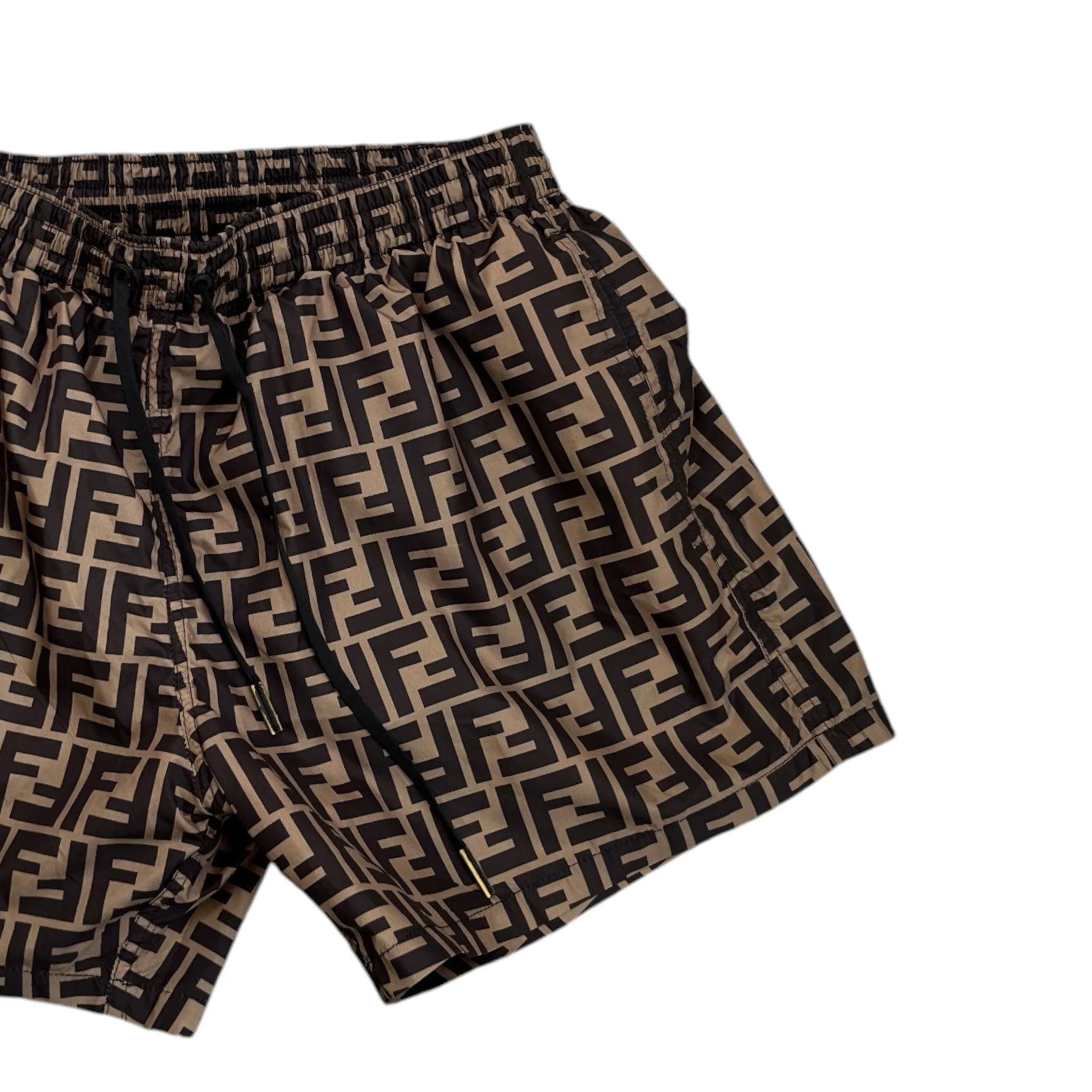 Men's Ff Monogram Motif Swim Shorts Brown Size W30 / IT 46 - Image 3