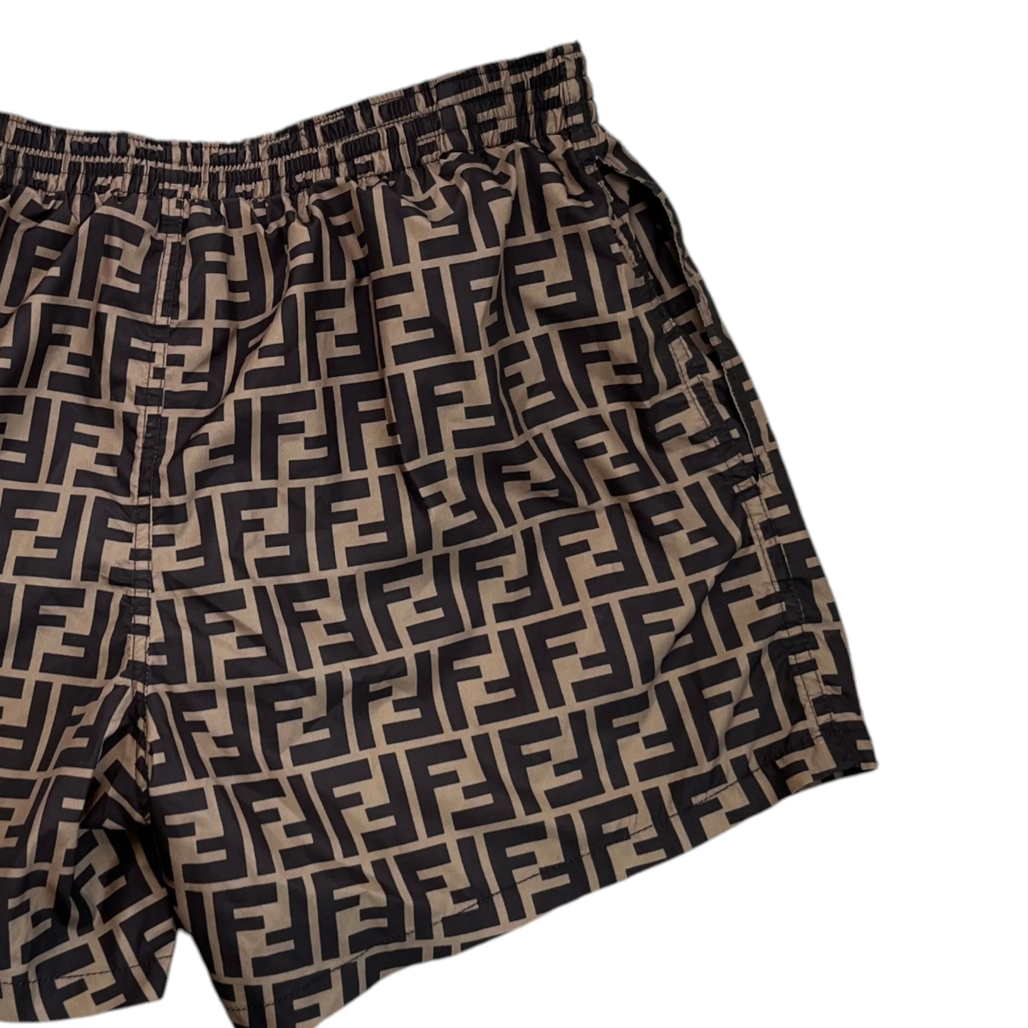 Men's Ff Monogram Motif Swim Shorts Brown Size W30 / IT 46 - Image 4