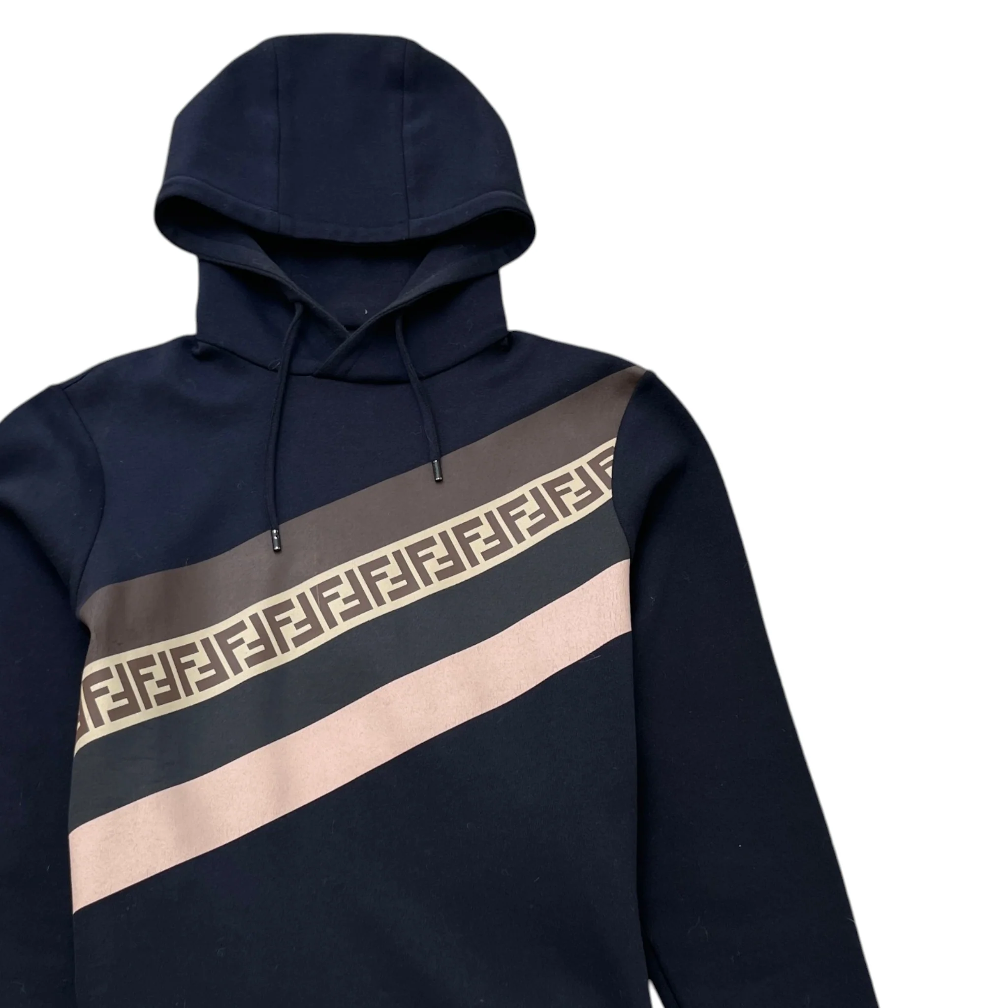 Men's Ff Monogram Stripe Hoodie Navy Size IT 48 / UK M - Image 3