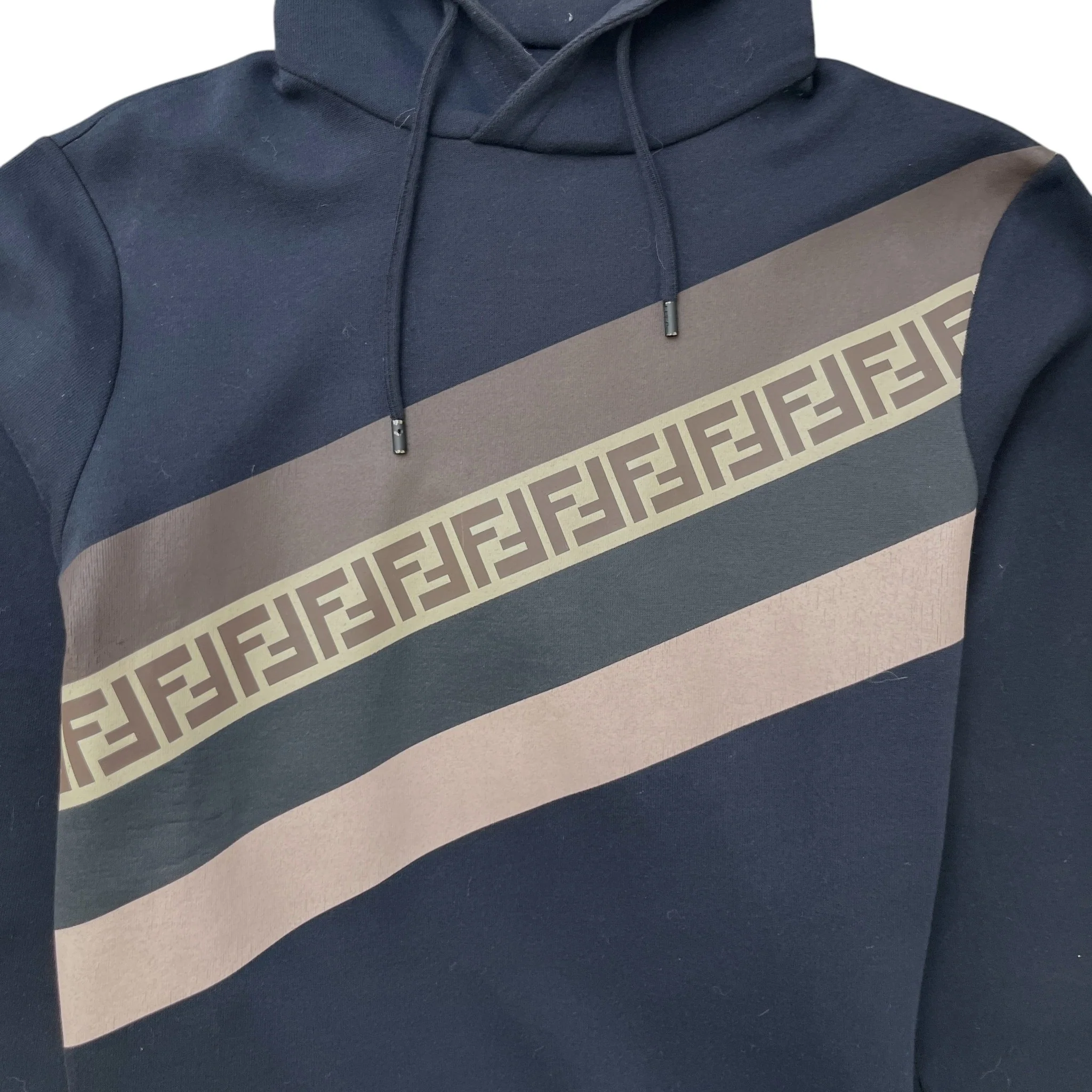 Men's Ff Monogram Stripe Hoodie Navy Size IT 48 / UK M - Image 5
