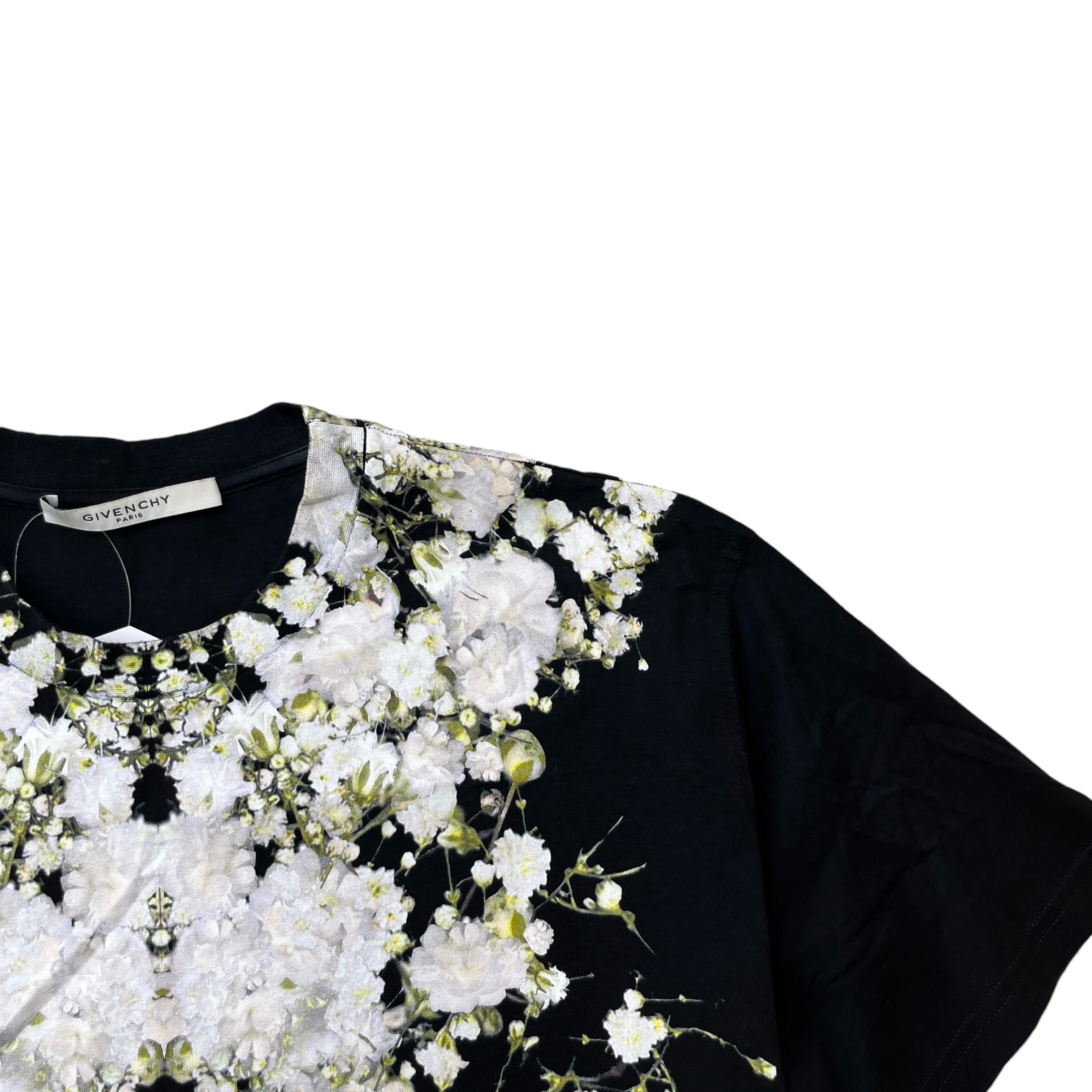 Men's Floral Print T-Shirt Black Size S - Image 5