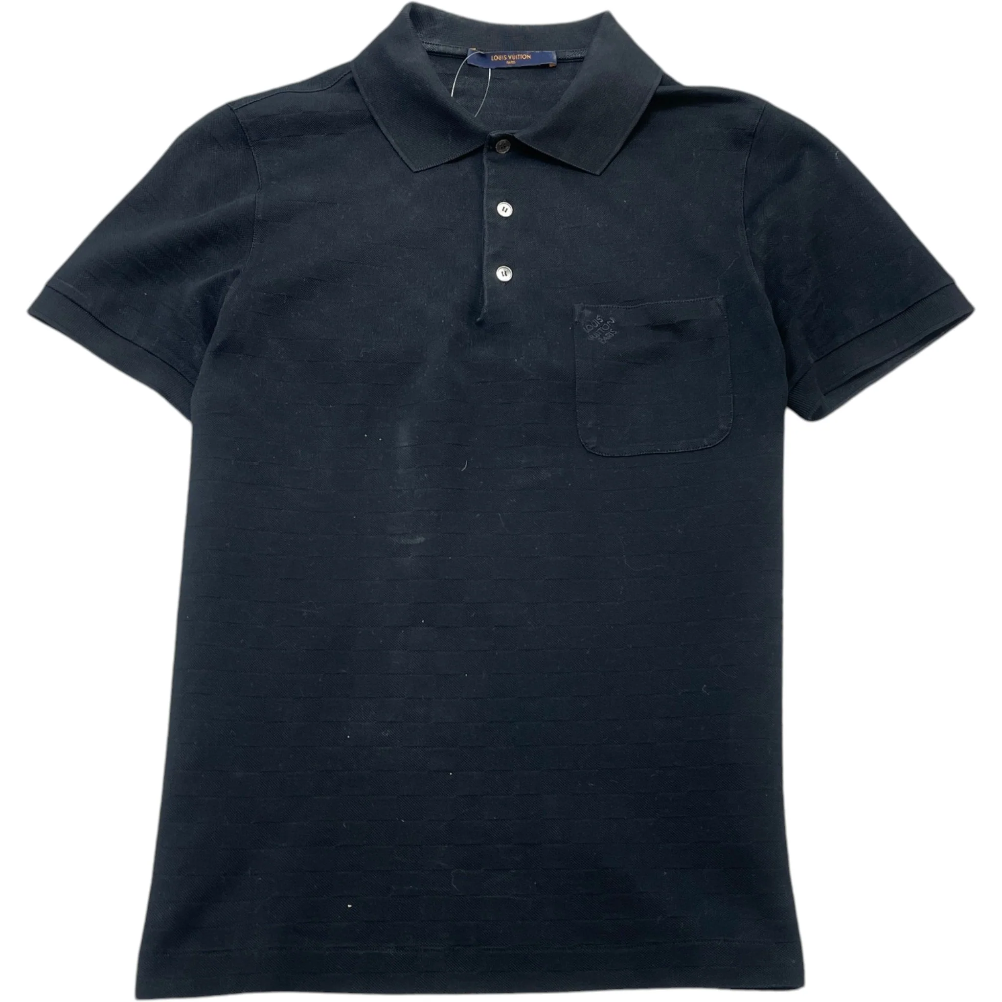Men's Full Damier Polo Shirt Black Size S
