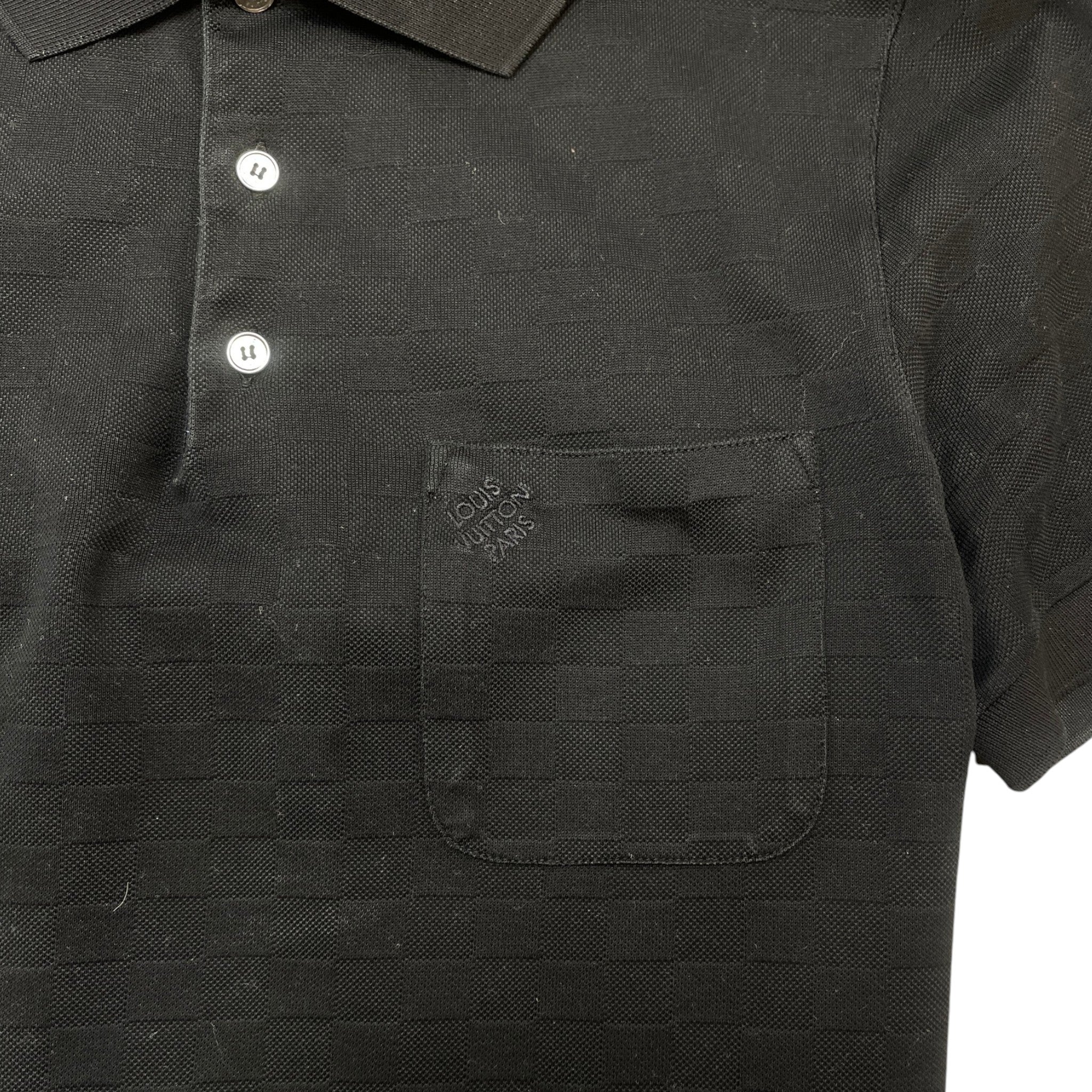 Men's Full Damier Polo Shirt Black Size S - Image 5