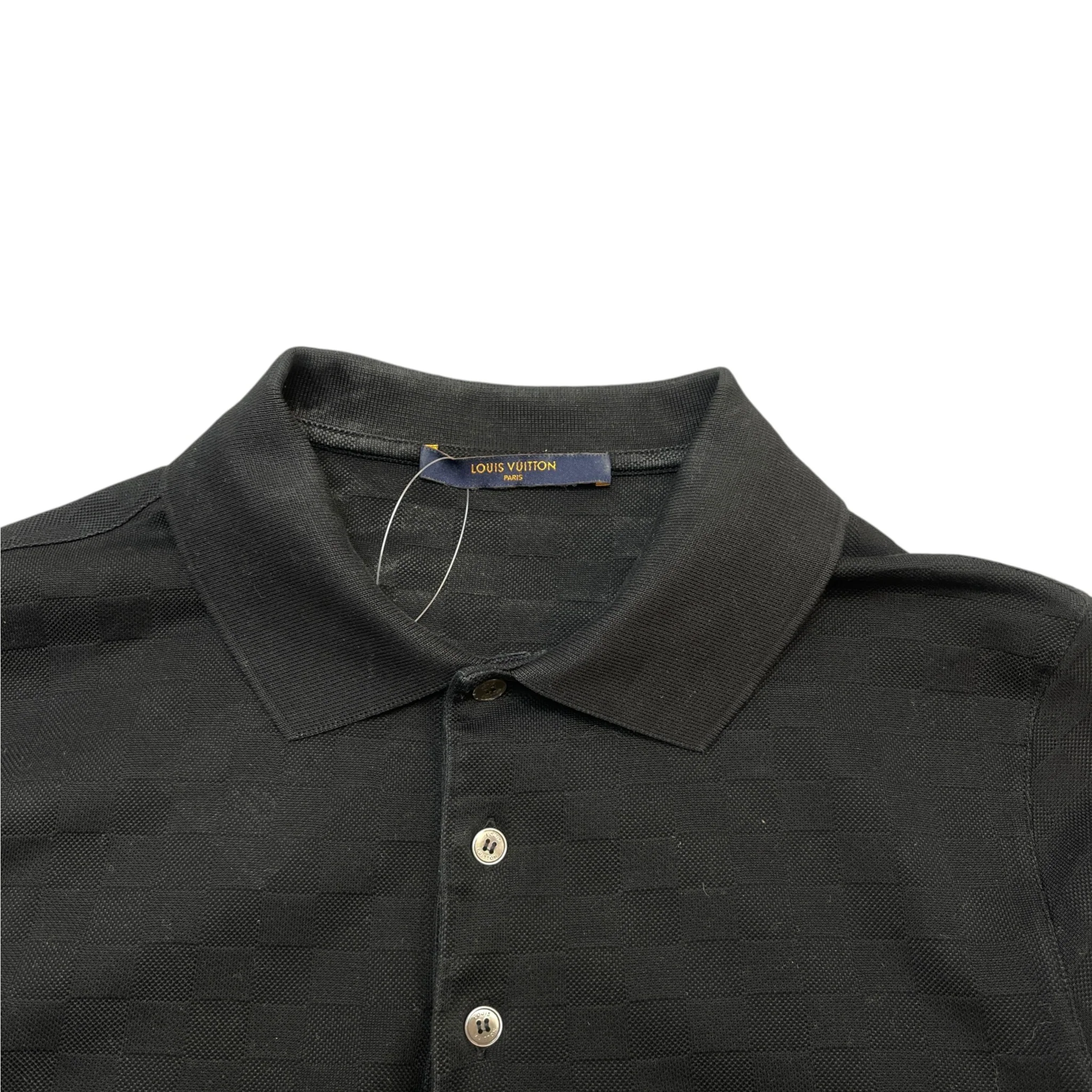 Men's Full Damier Polo Shirt Black Size S - Image 6