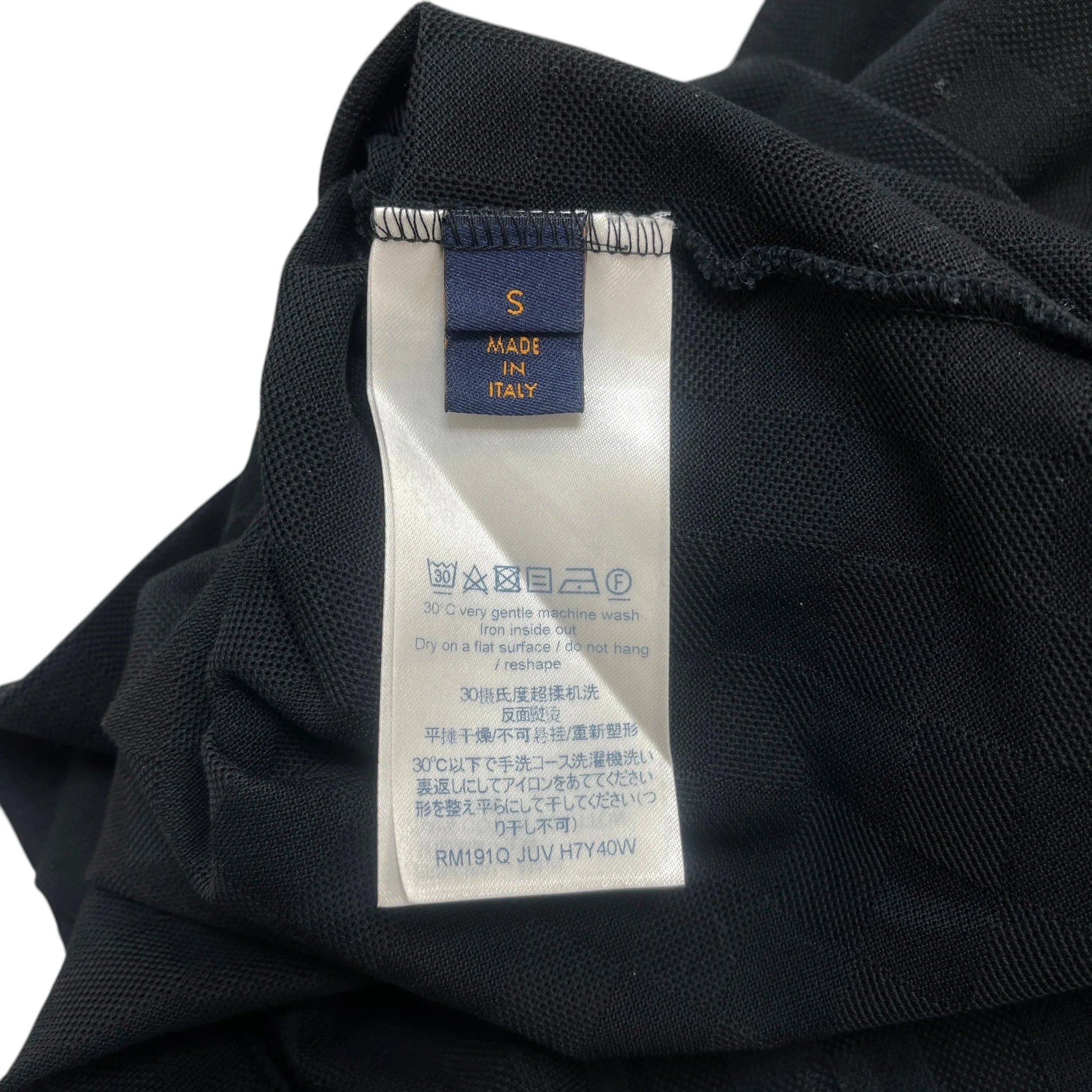 Men's Full Damier Polo Shirt Black Size S - Image 7