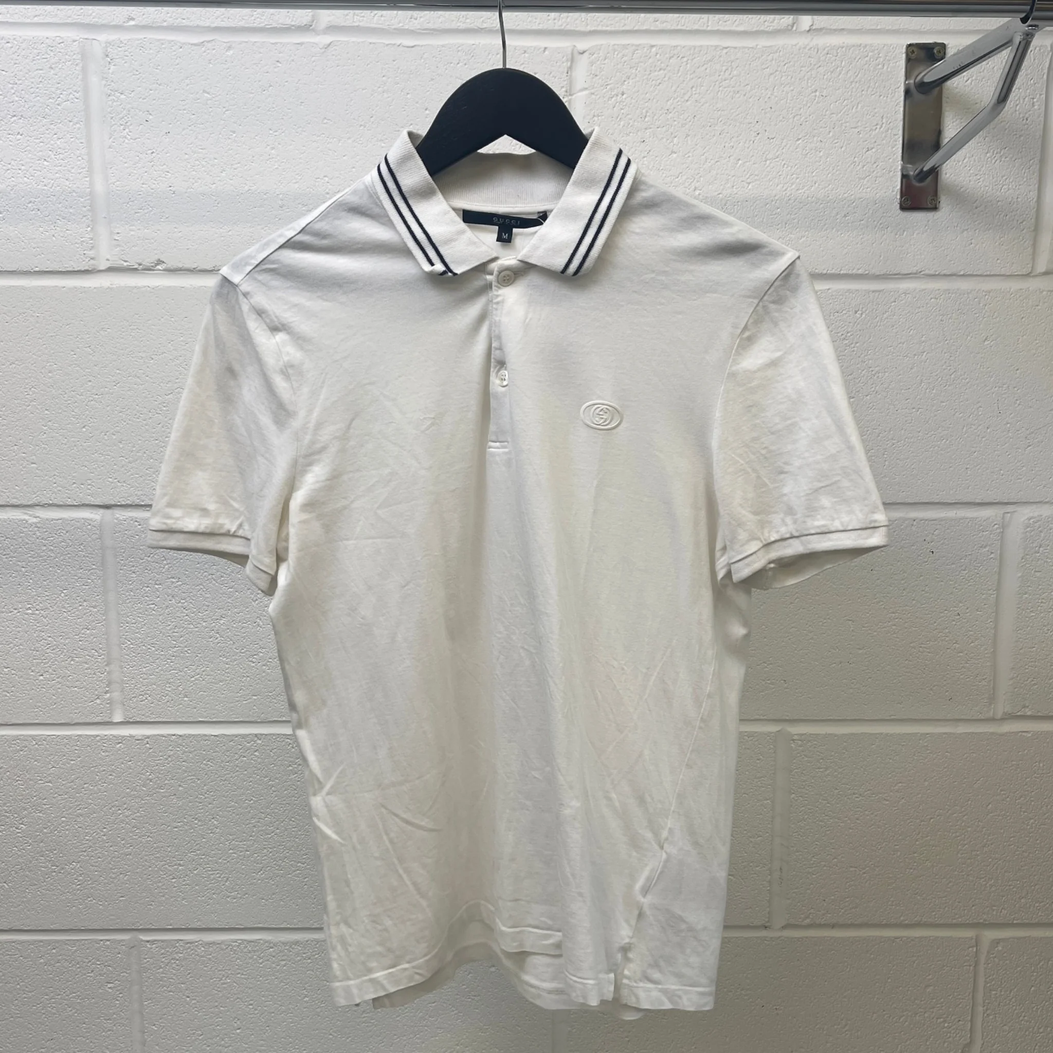 Men's Gg Marmont Logo Polo Shirt White Size M - Image 10