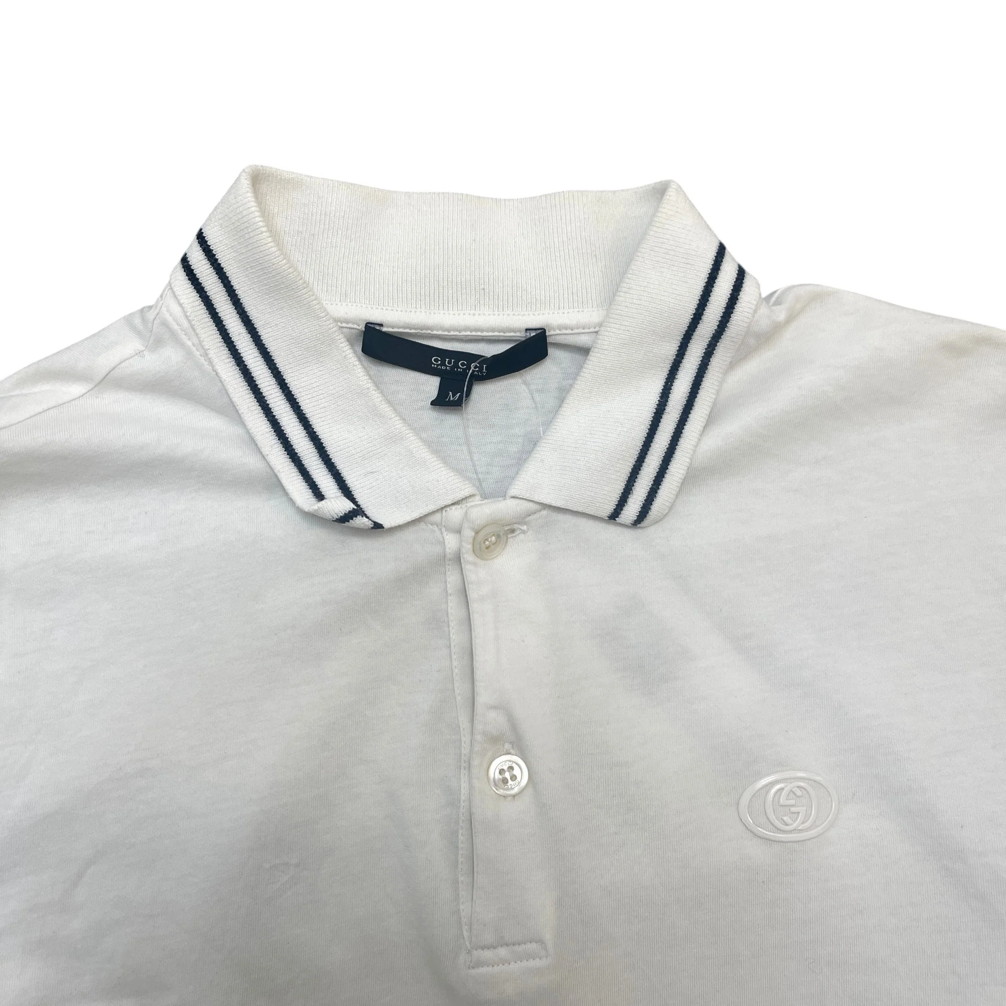 Men's Gg Marmont Logo Polo Shirt White Size M - Image 6