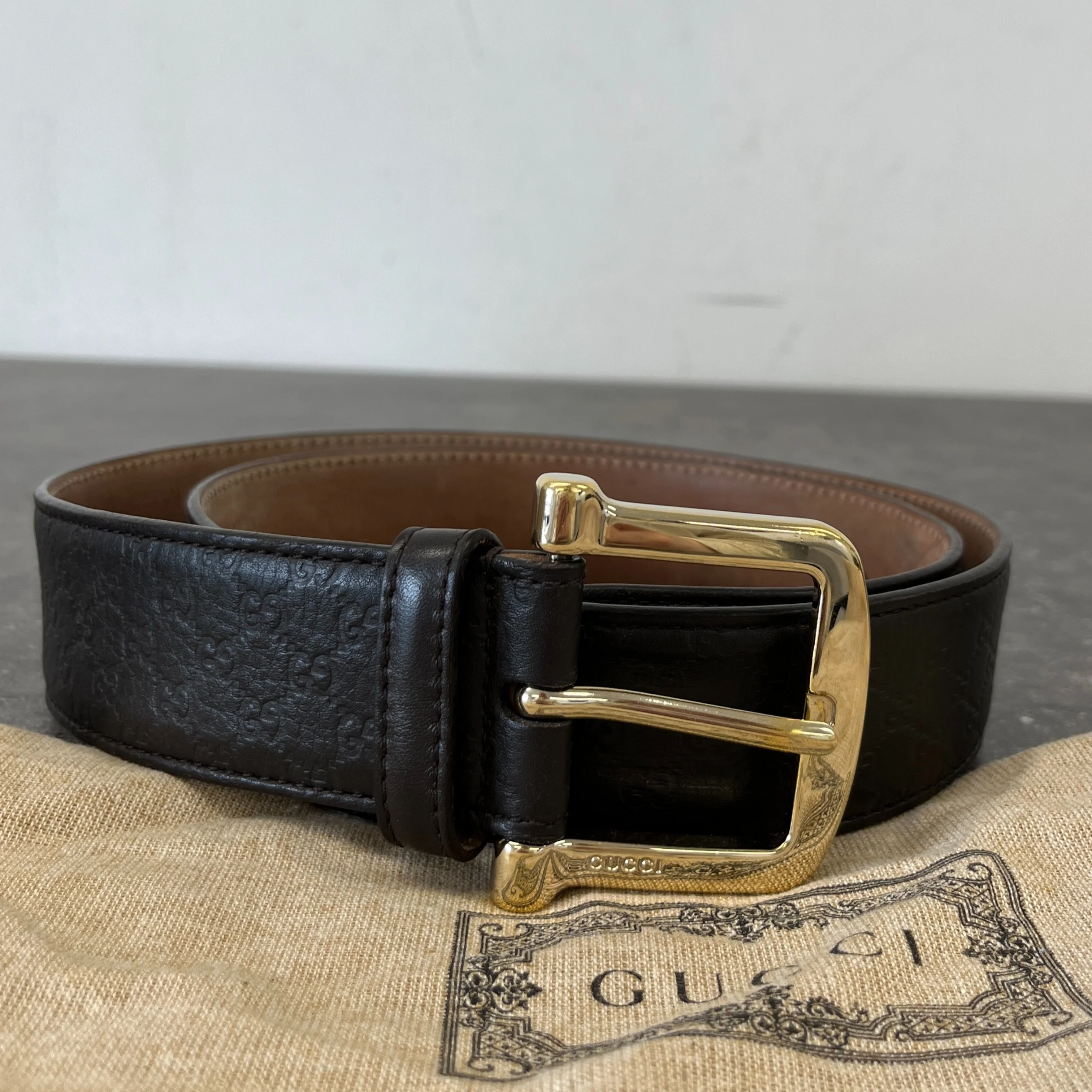 Men's Gg Monogram Belt Brown Size Waist 34" - Image 8