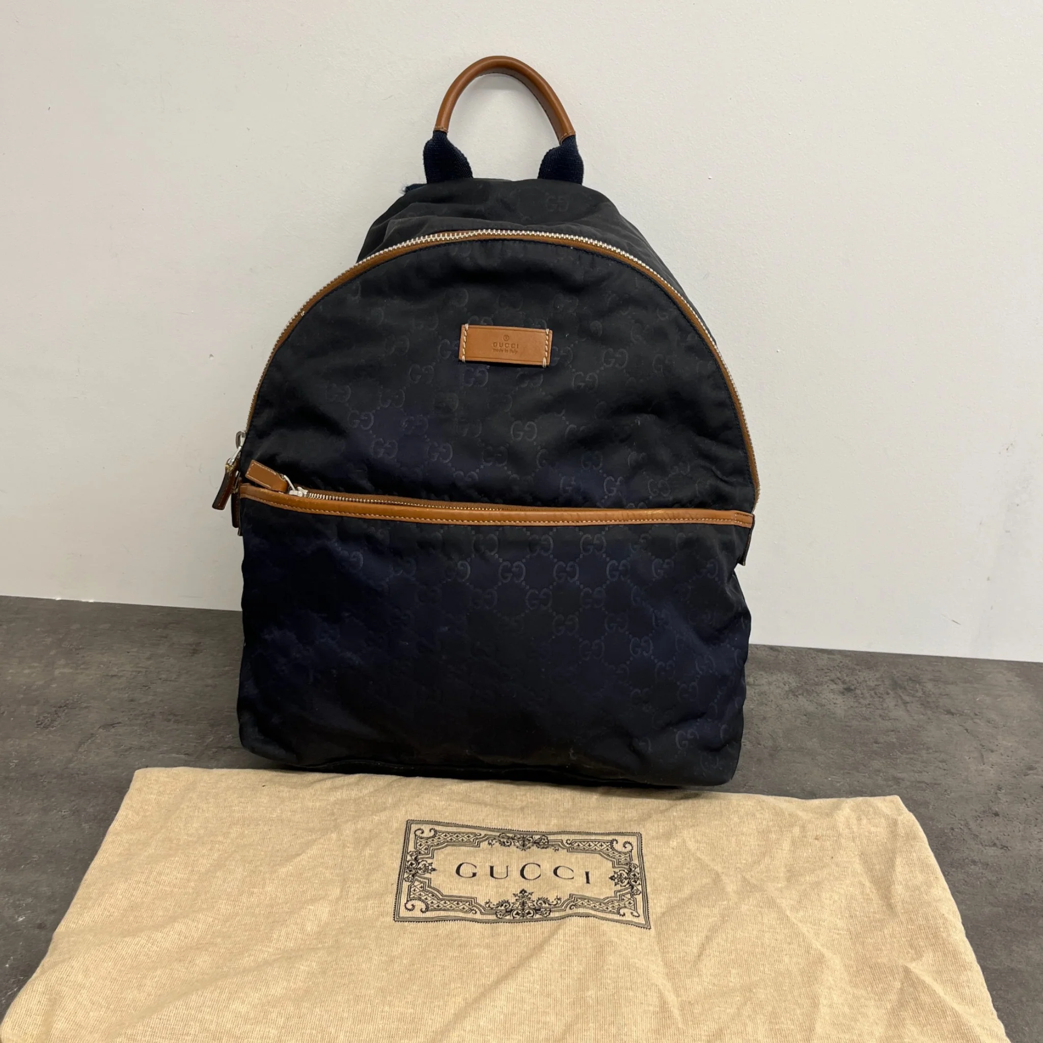 Men's Gg Nylon Backpack Navy - Image 14