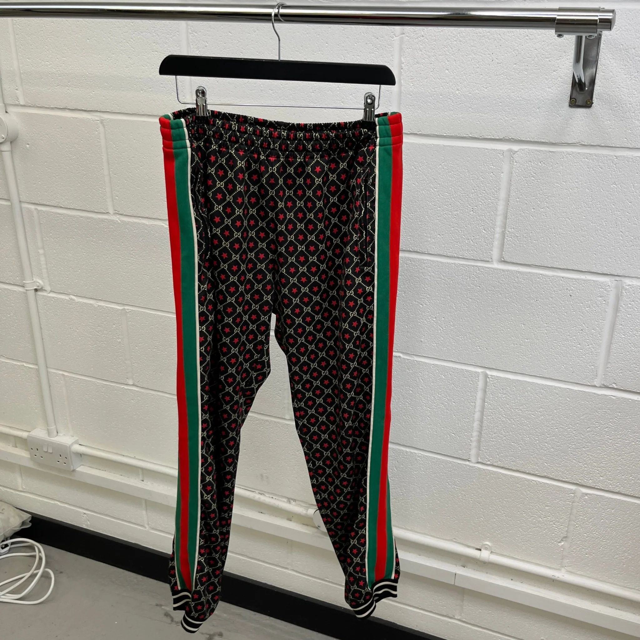 Men's Gg Print Jersey Track Joggers Black Size M - Image 8