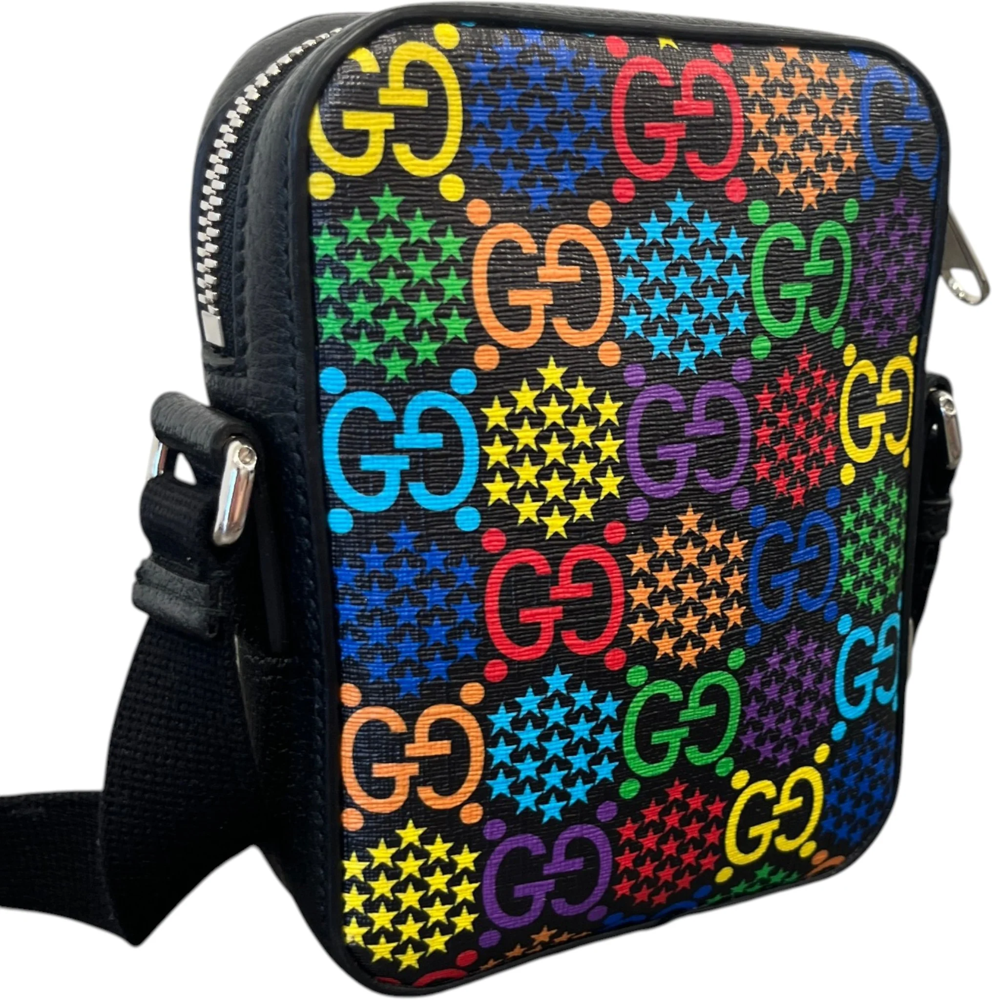 Men's Gg Psychedelic Messenger Bag Black - Image 9