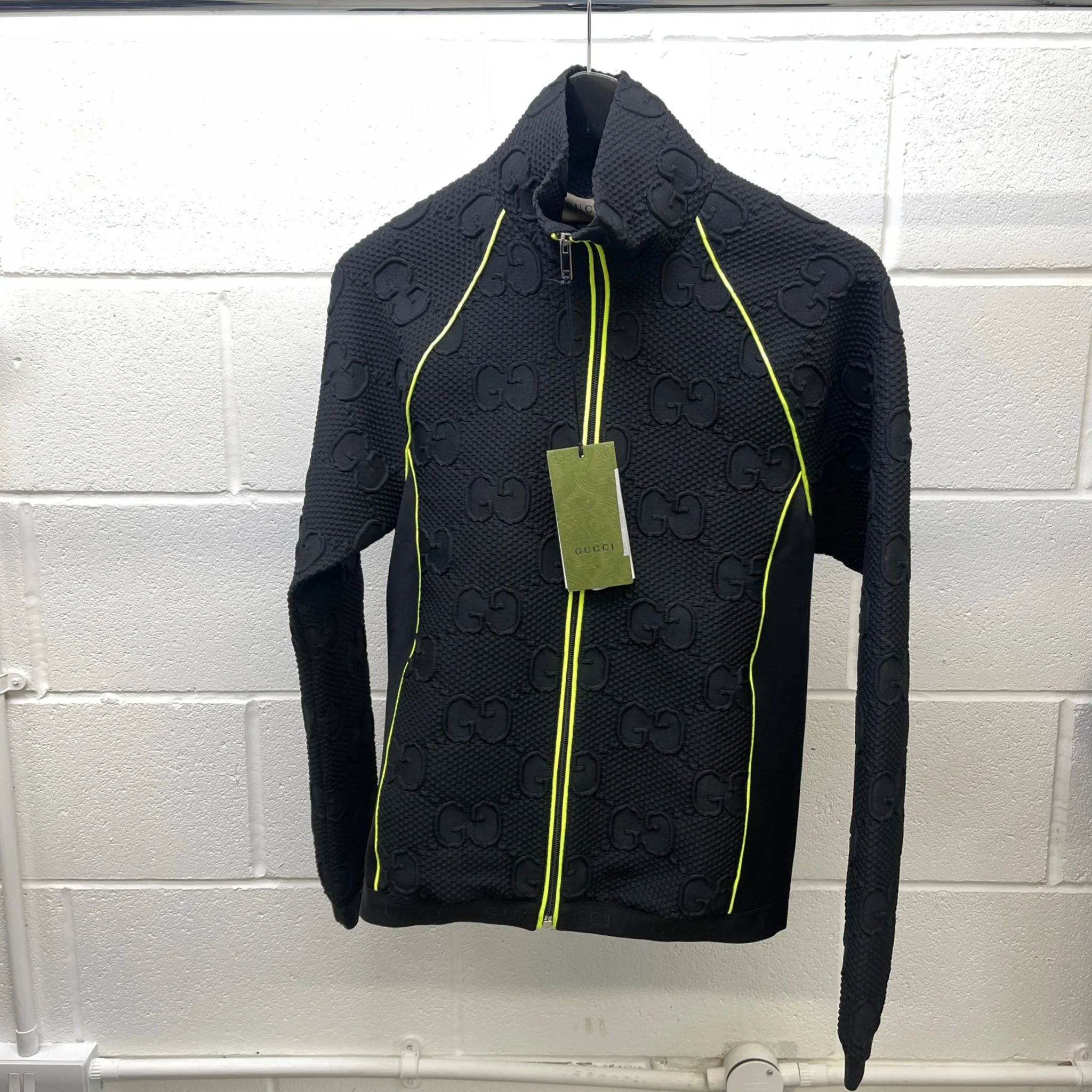 Men's Gg Stretch-Jersey Neoprene Zip Track Jacket Black Size XS - Image 10