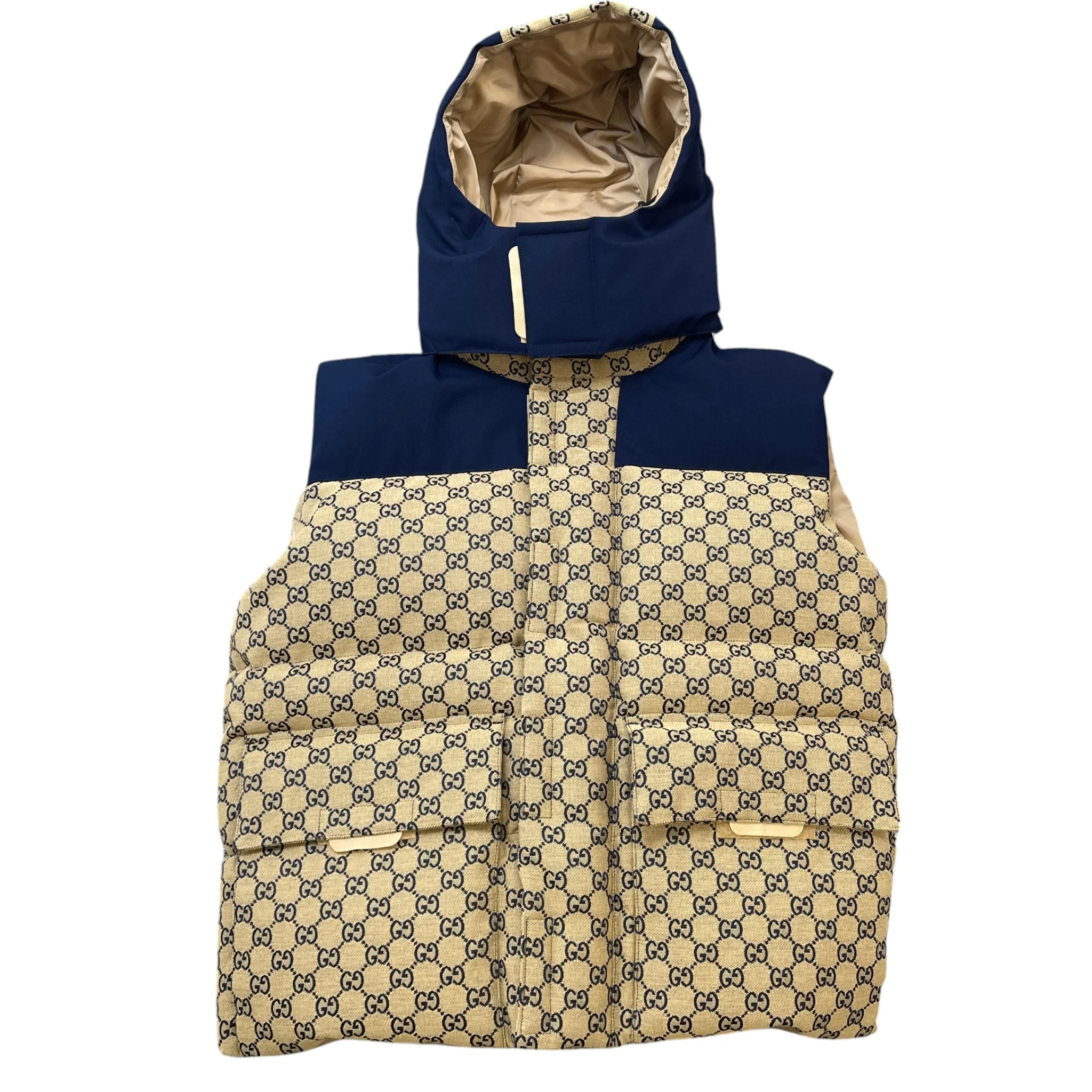 Men's Gg Supreme Detachable Hood Gilet Brown Size IT 48 / M