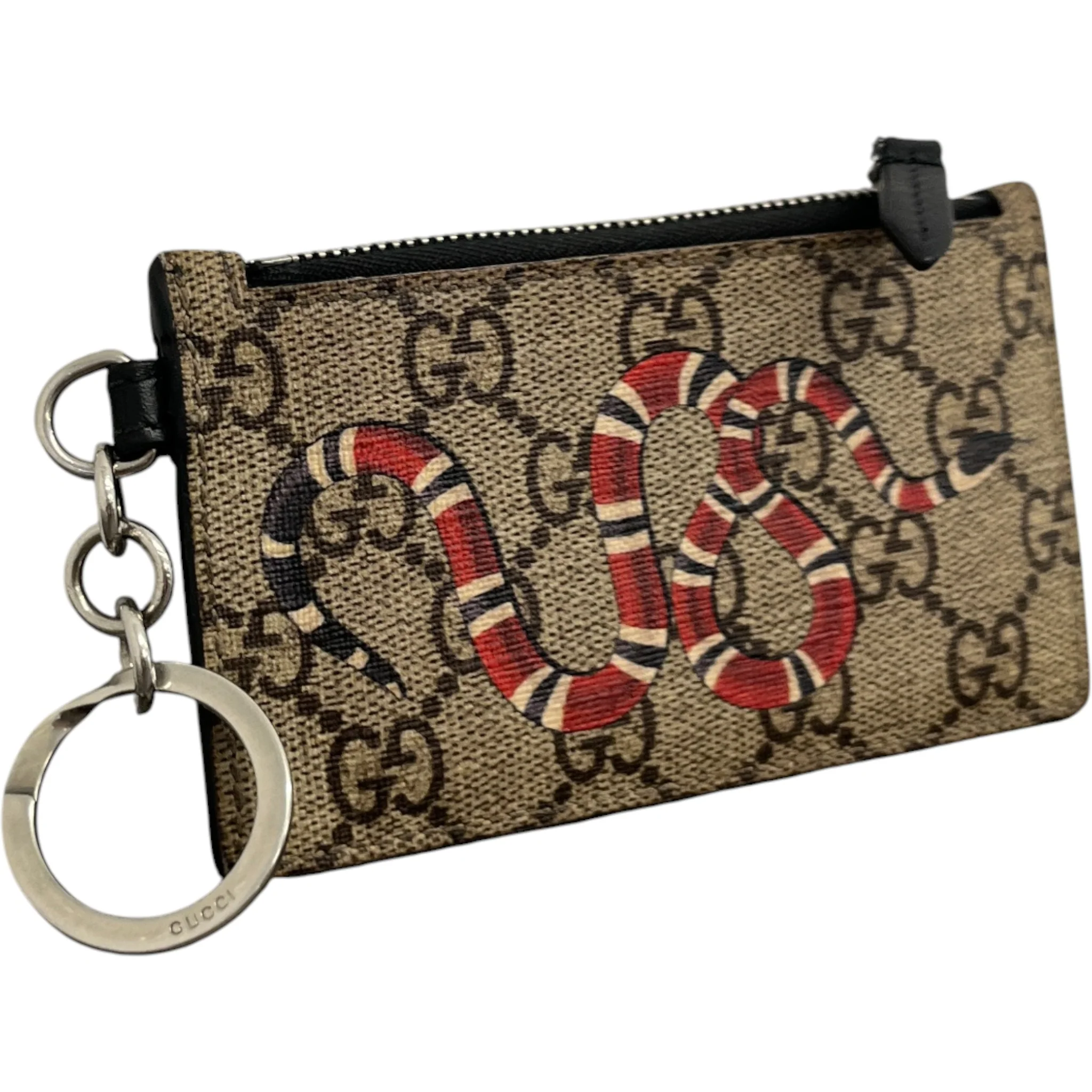 Men's Gg Supreme Kingsnake Lanyard Card Holder Beige - Image 3