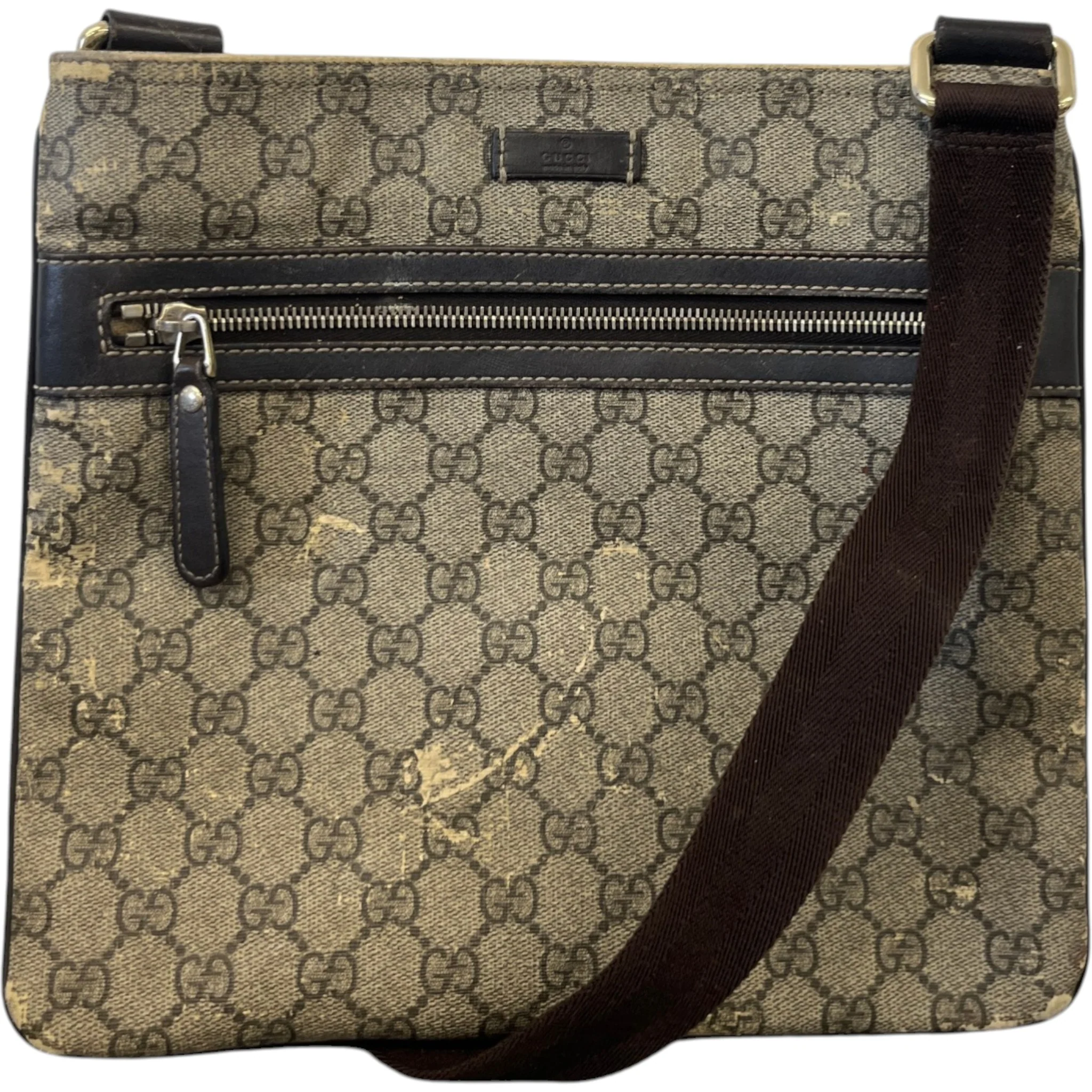 Men's Gg Supreme Messenger Bag Beige