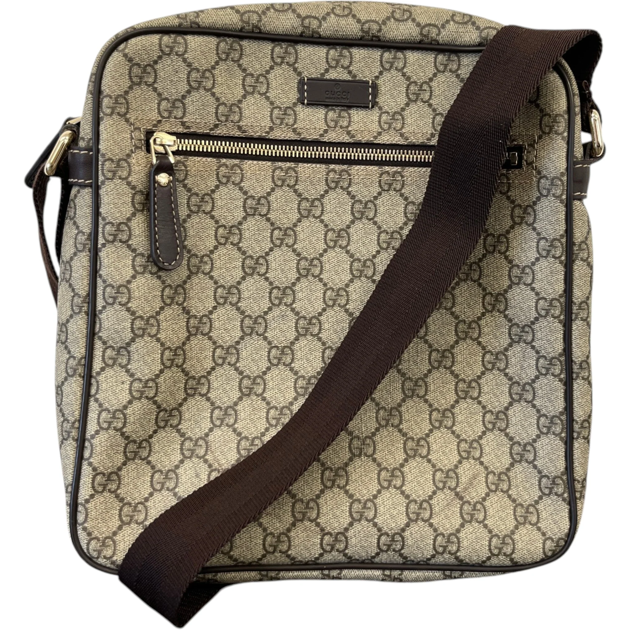 Men's Gg Supreme Messenger Bag Beige