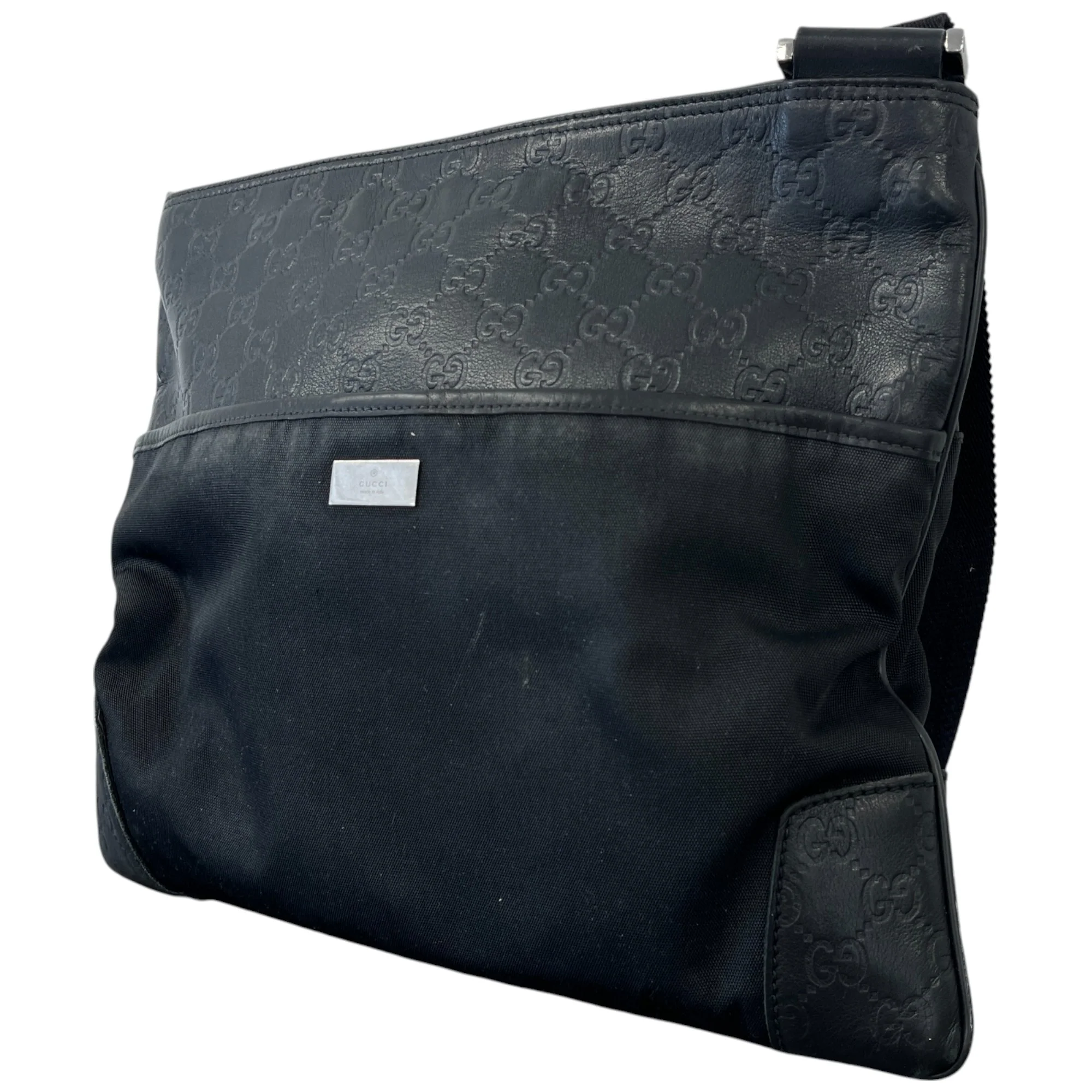 Men's Gg Supreme Plaque Logo Messenger Bag Black - Image 6