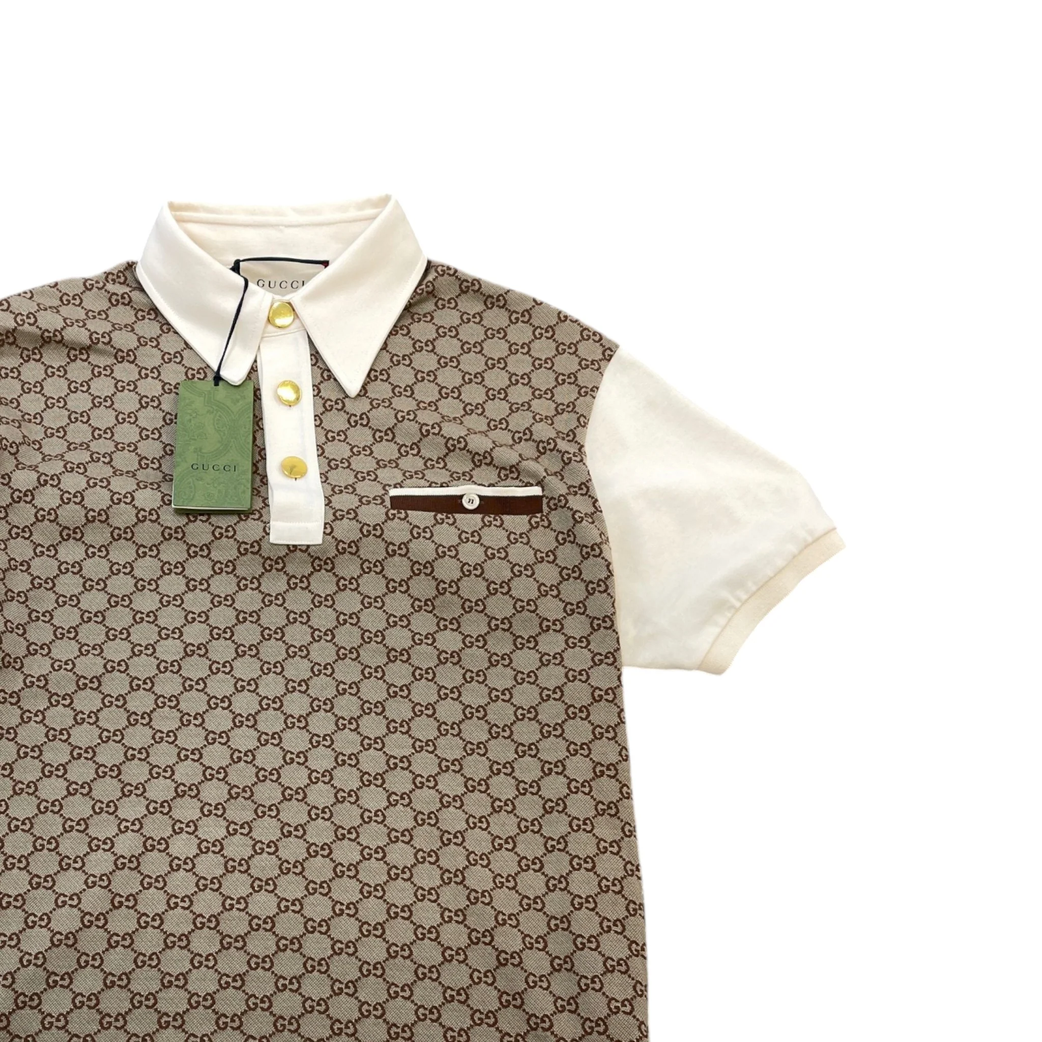 Men's Gg Supreme Polo Shirt Beige Size M - Image 3