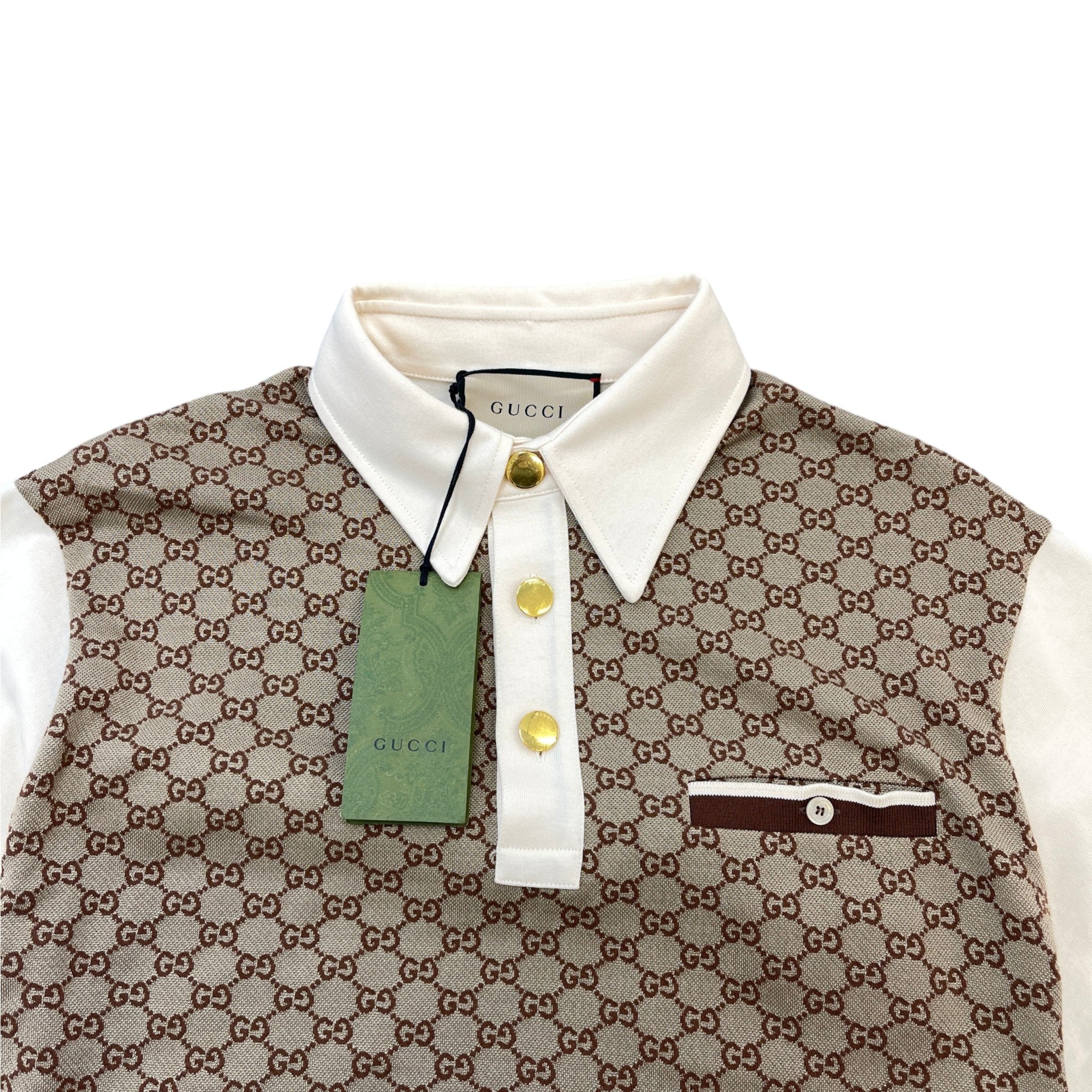 Men's Gg Supreme Polo Shirt Beige Size M - Image 5