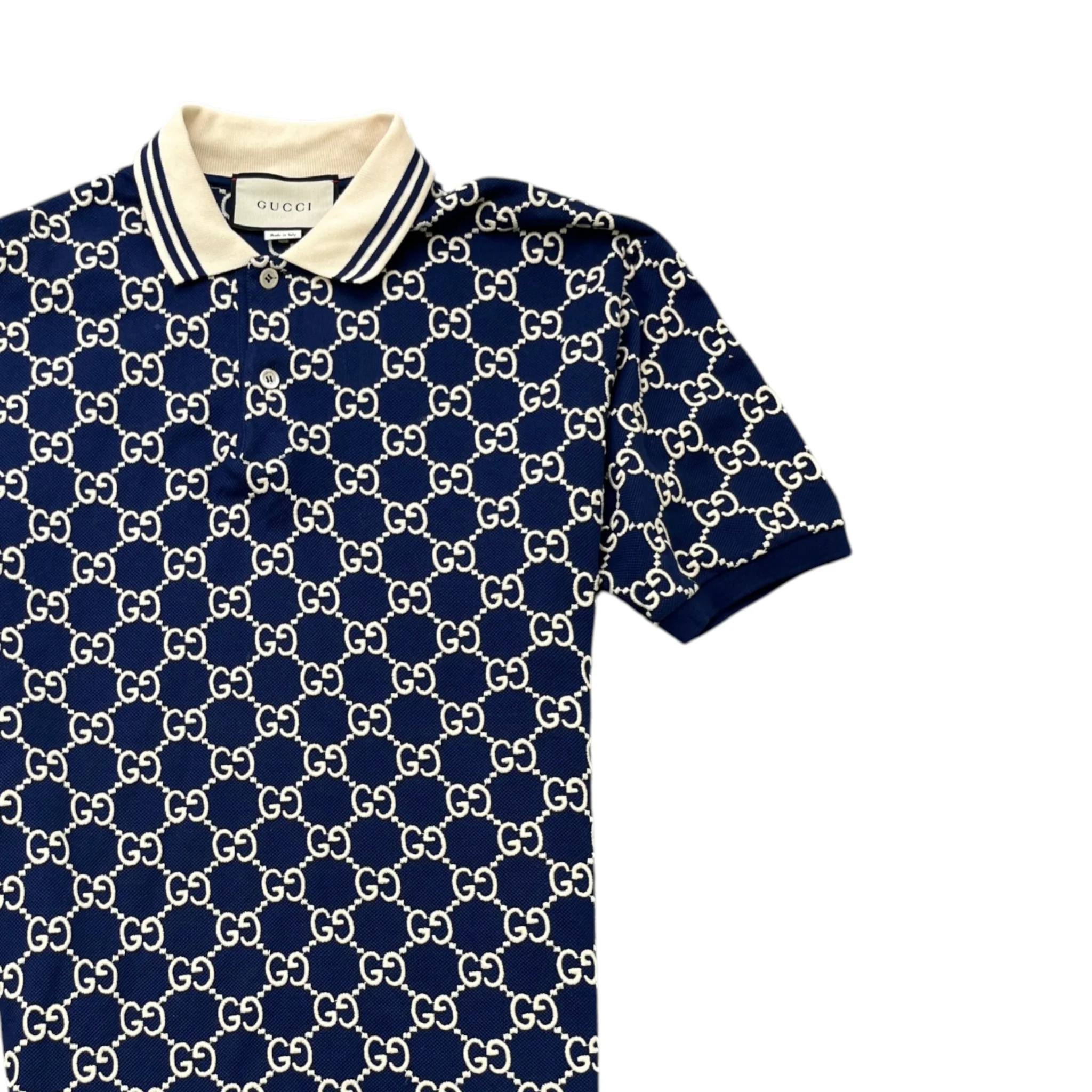 Men's Gg Supreme Polo Shirt Navy Size L - Image 3