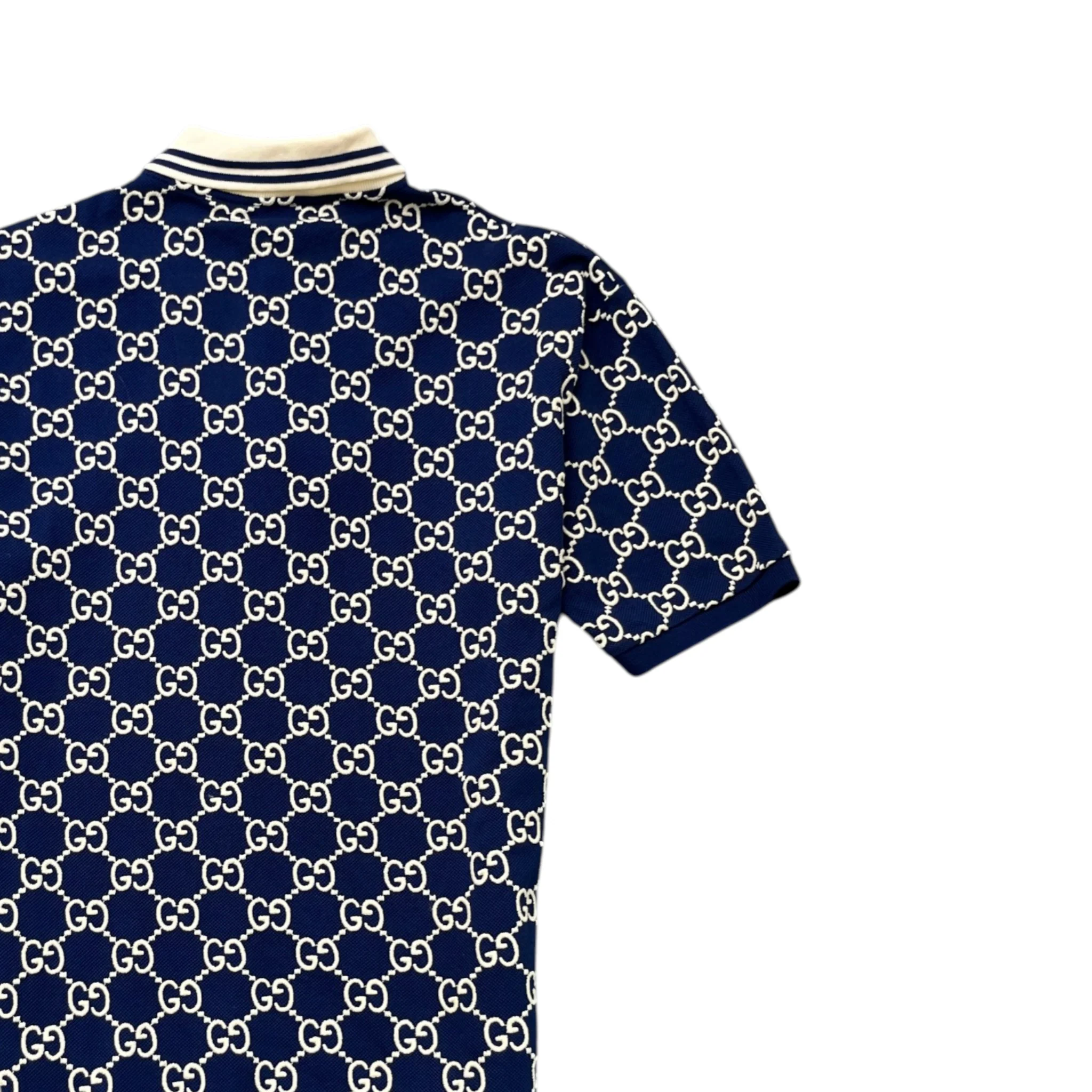 Men's Gg Supreme Polo Shirt Navy Size L - Image 4