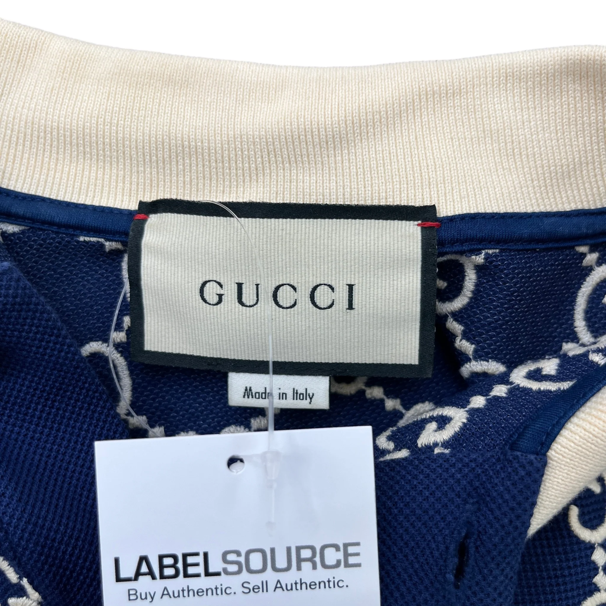 Men's Gg Supreme Polo Shirt Navy Size L - Image 6
