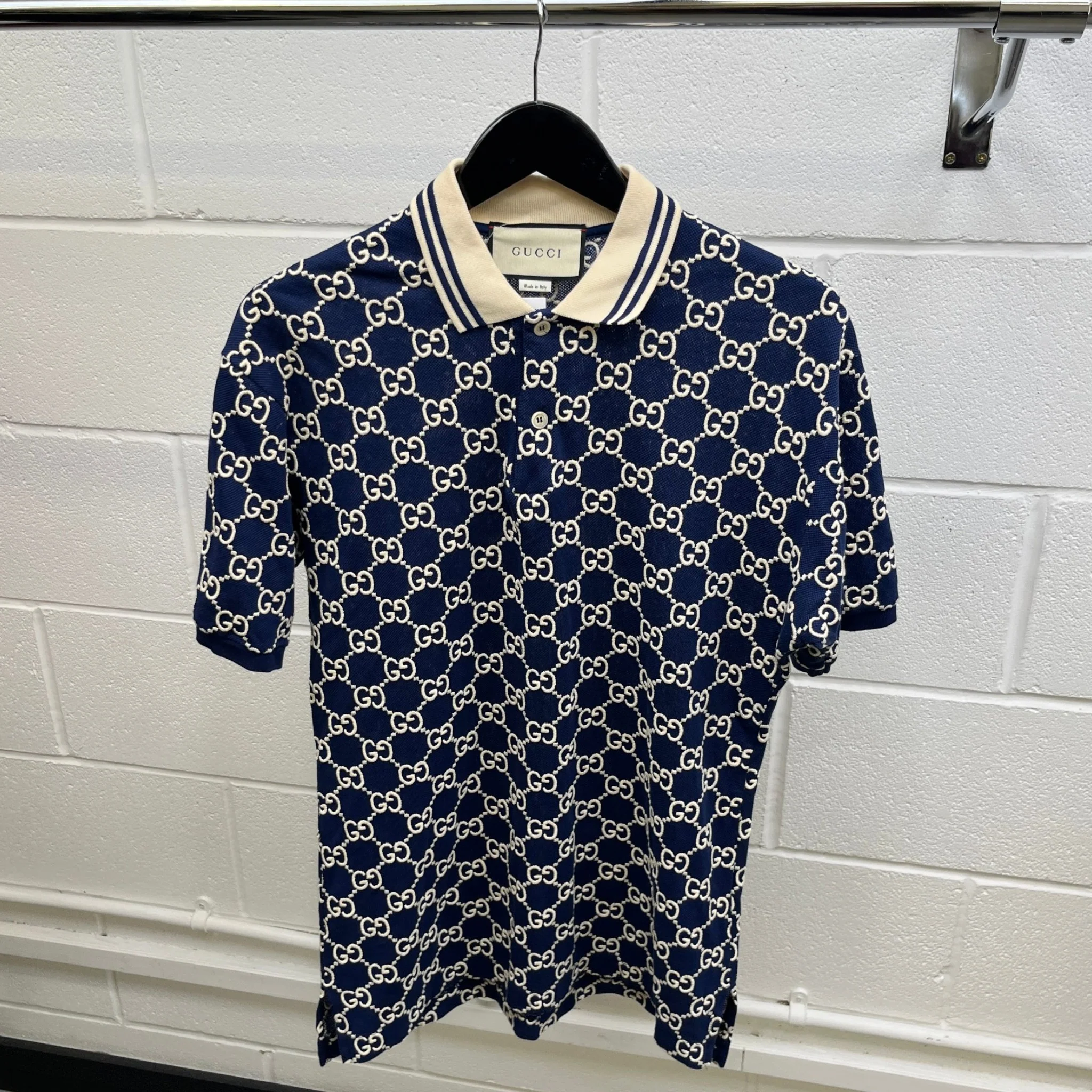 Men's Gg Supreme Polo Shirt Navy Size L - Image 7