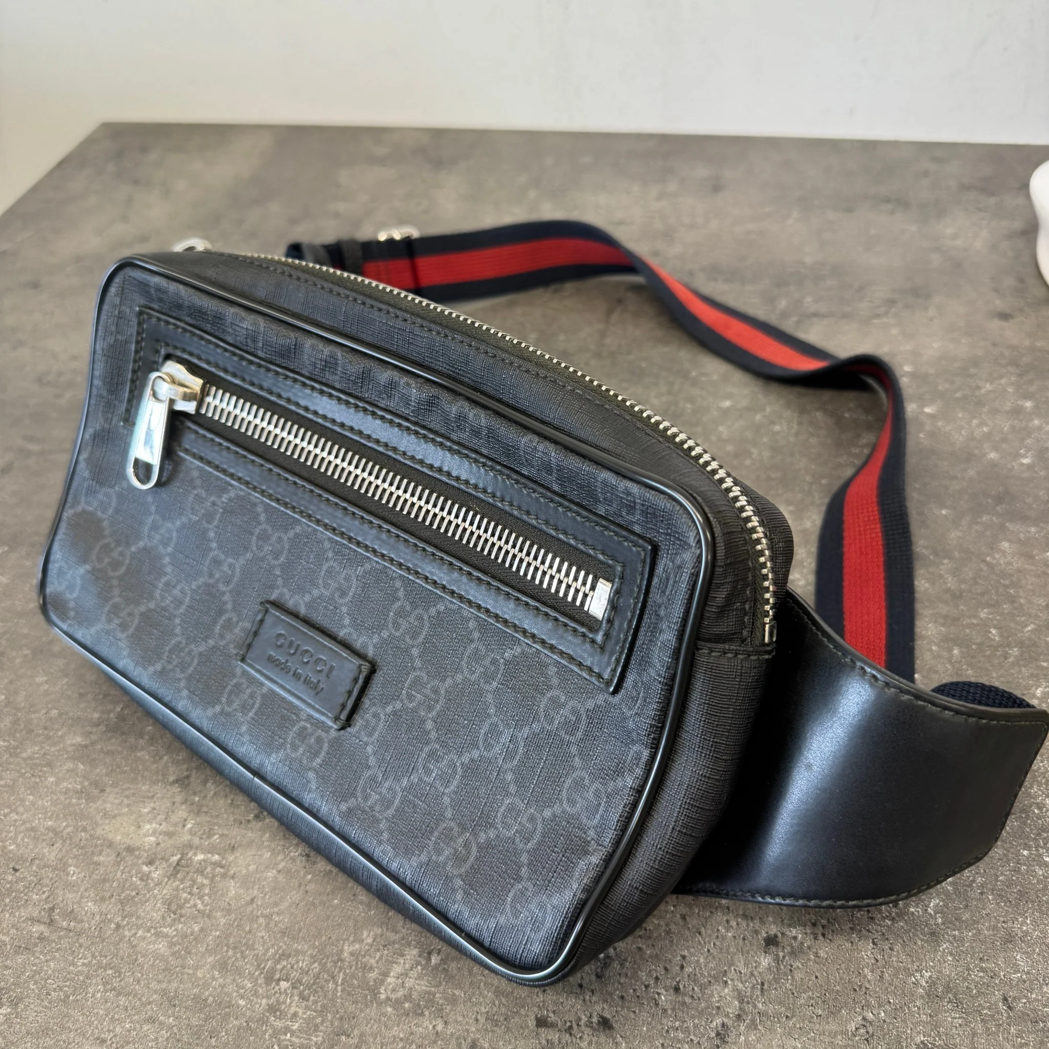 Men's Gg Supreme Web Belt Bag Black - Image 10