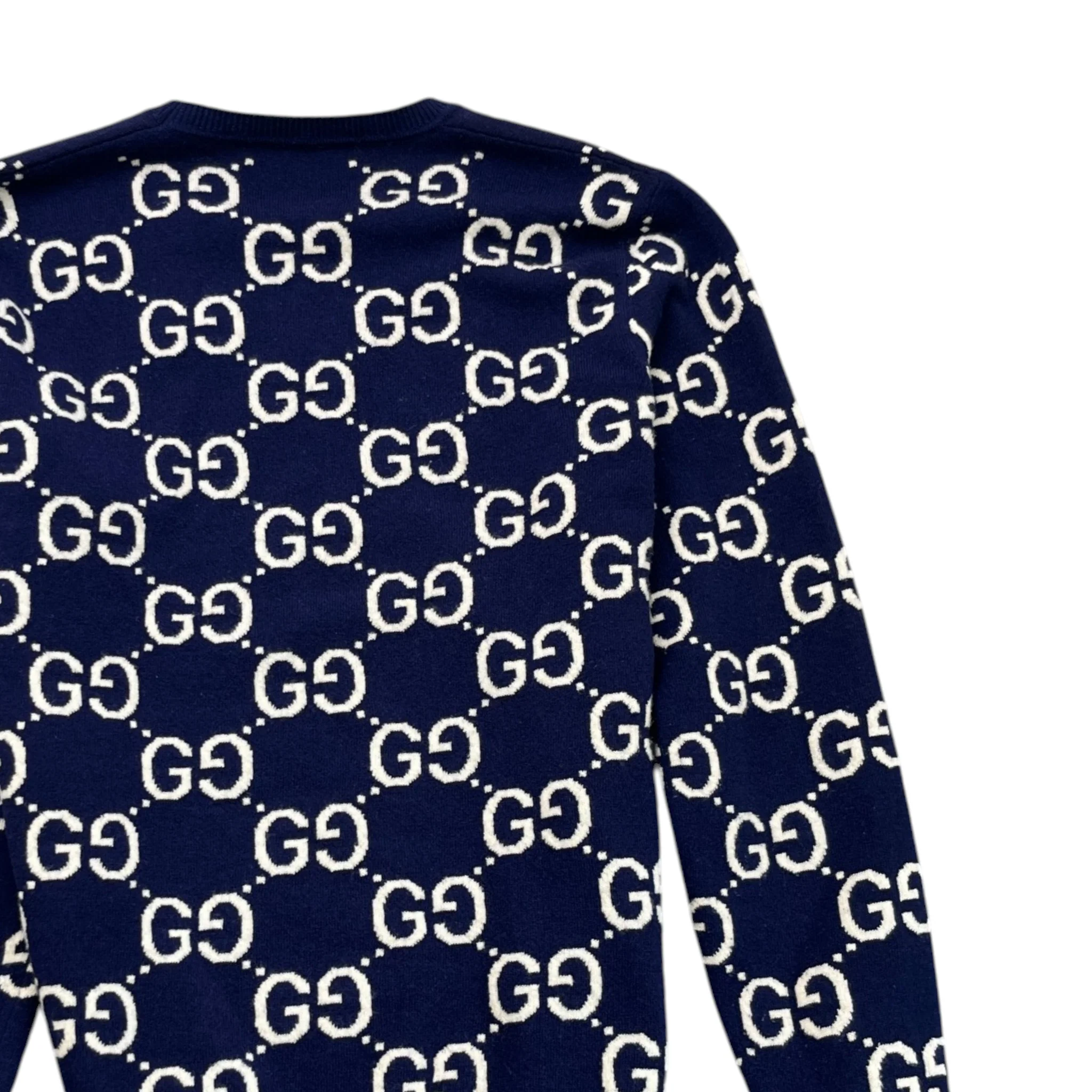 Men's Gg Supreme Wool Jumper Blue Size L - Image 4