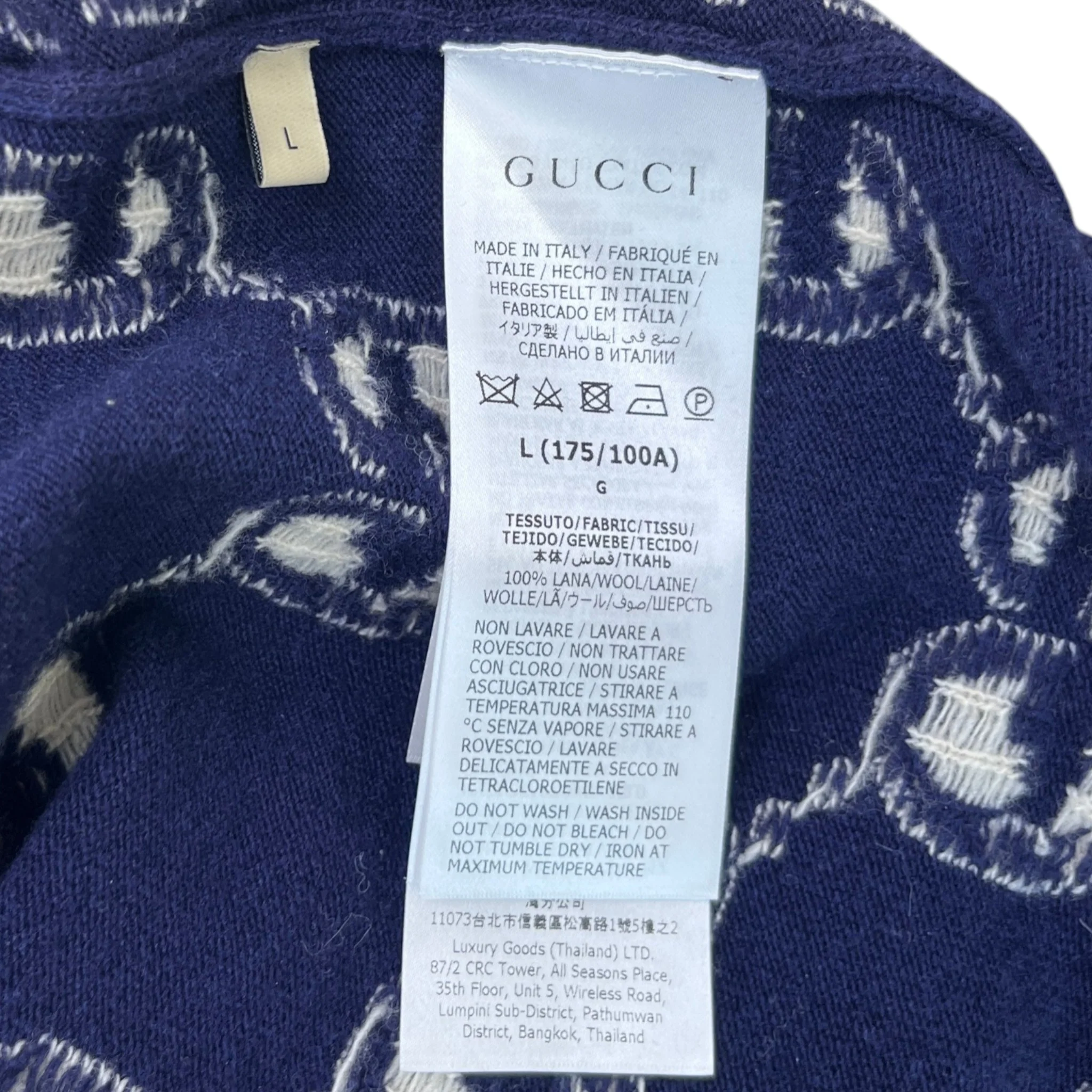 Men's Gg Supreme Wool Jumper Blue Size L - Image 6