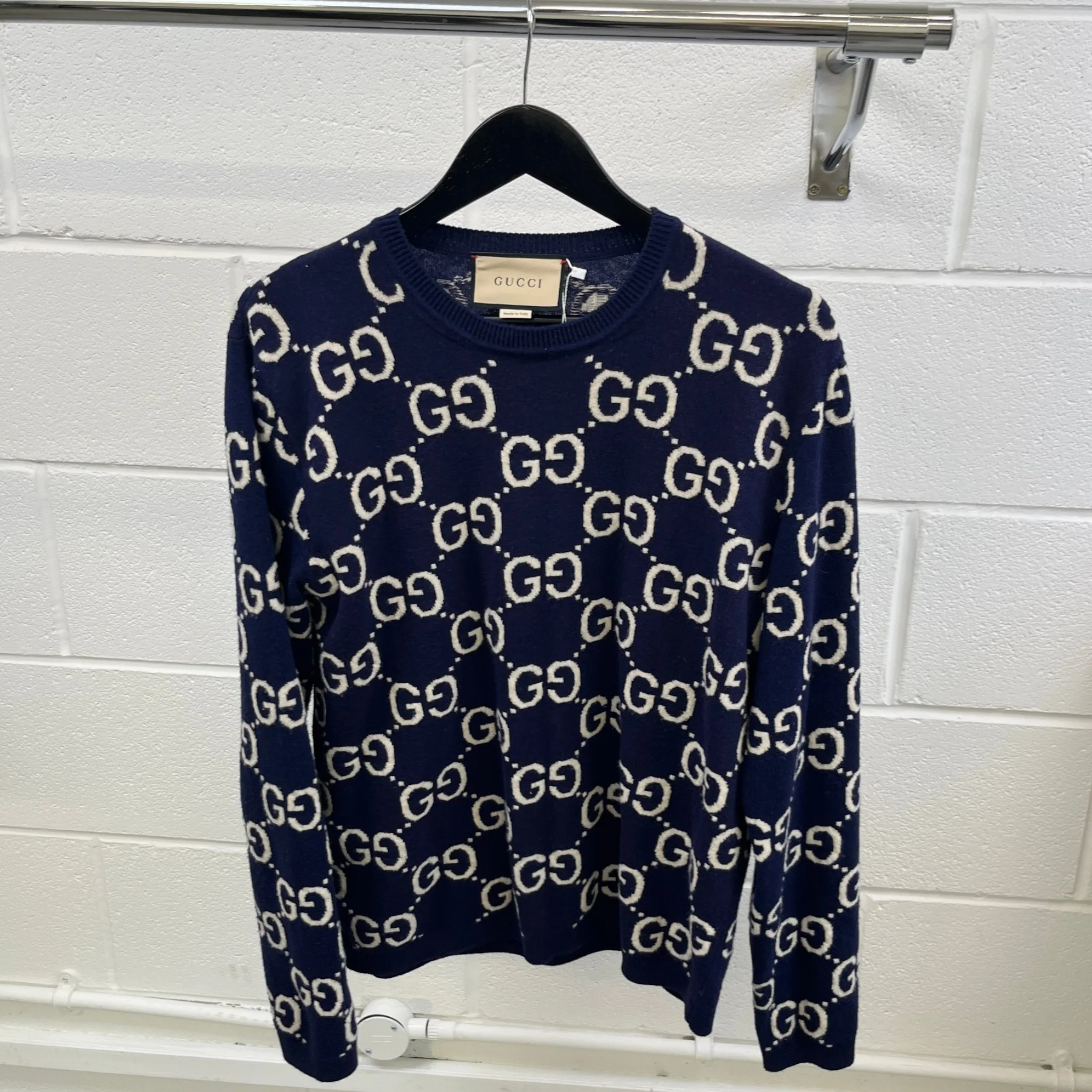 Men's Gg Supreme Wool Jumper Blue Size L - Image 8
