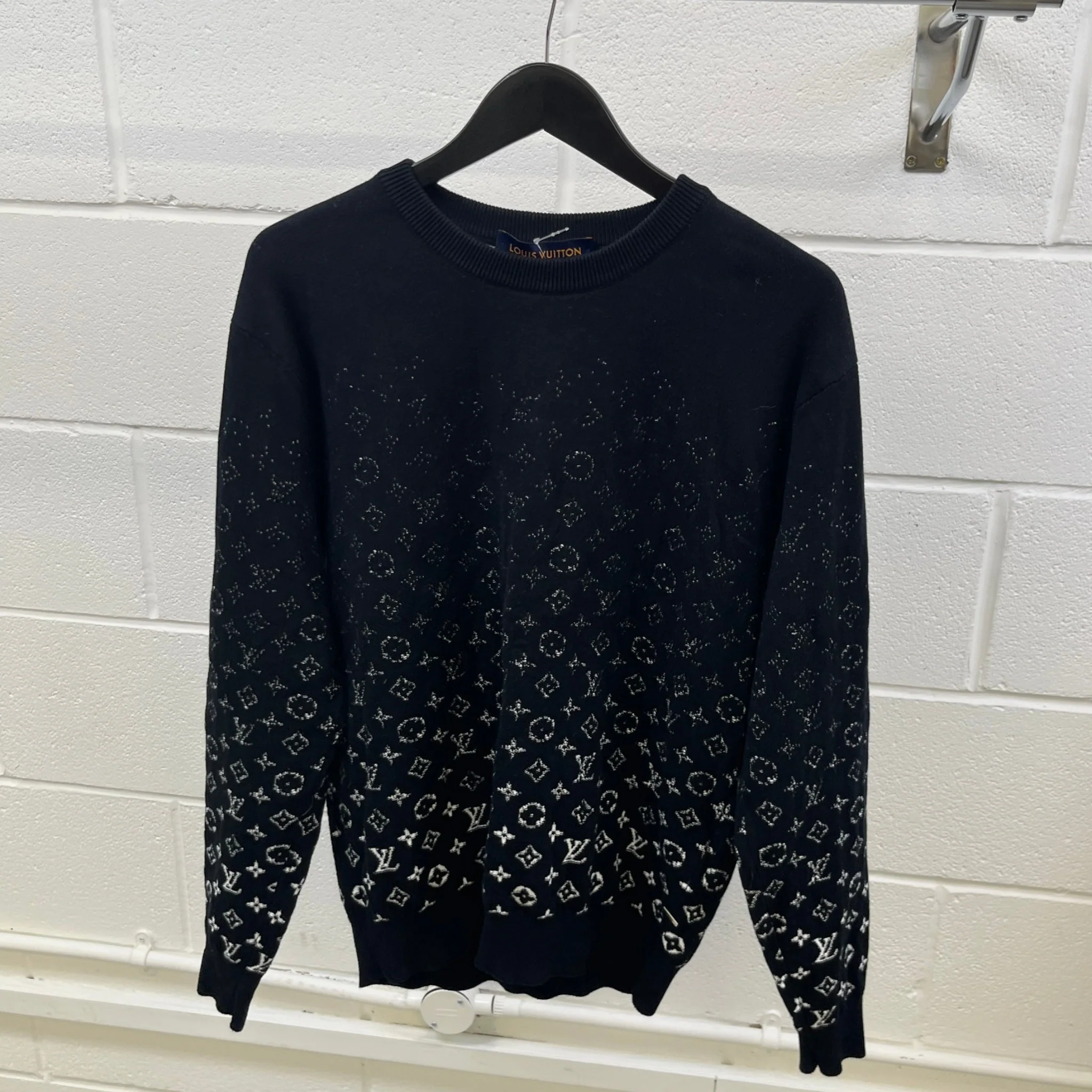Men's Gradient Monogram Sweatshirt Black Size M - Image 8