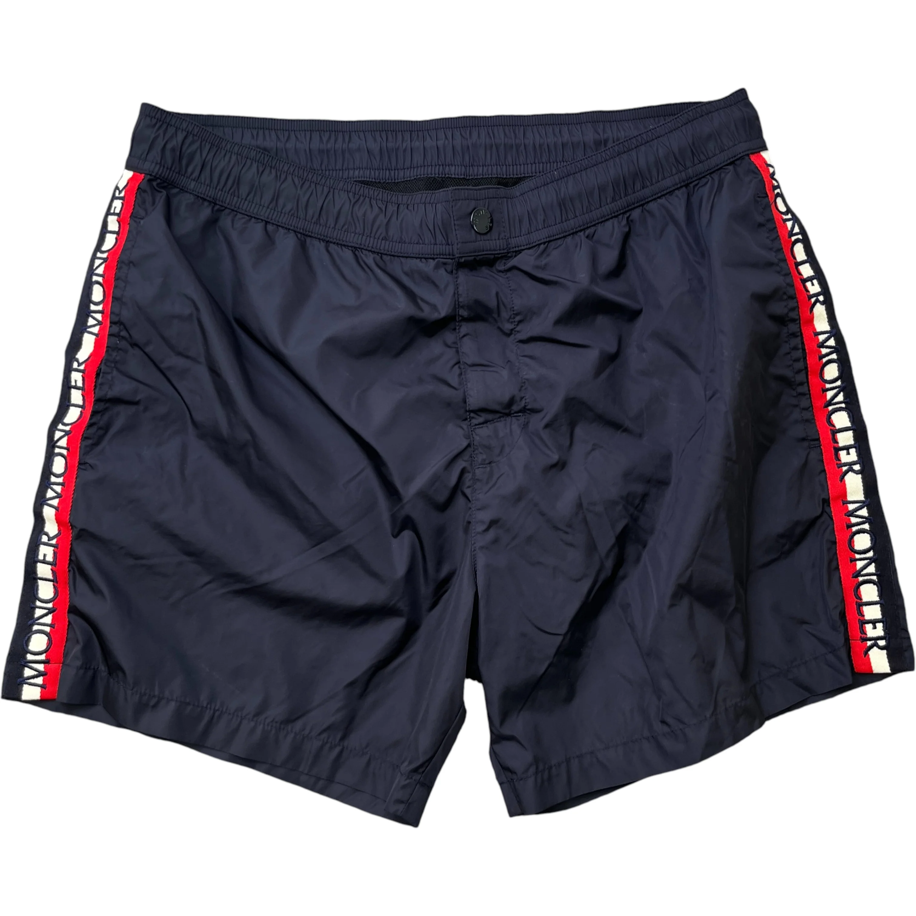 Men's Grosgrain Trimmed Swim Shorts Navy Size M