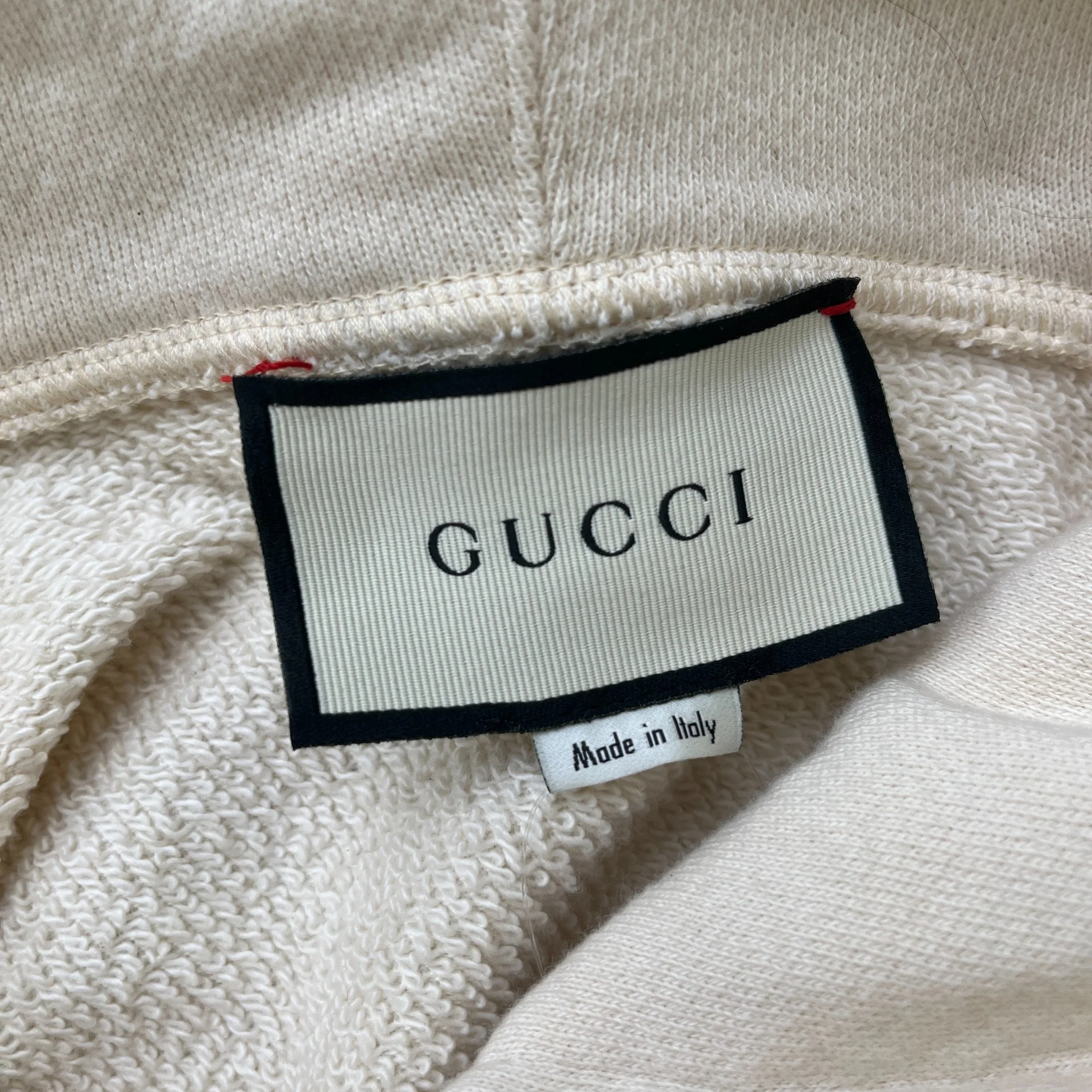 Men's Guccify Distressed Hoodie Cream Size XS - Image 5