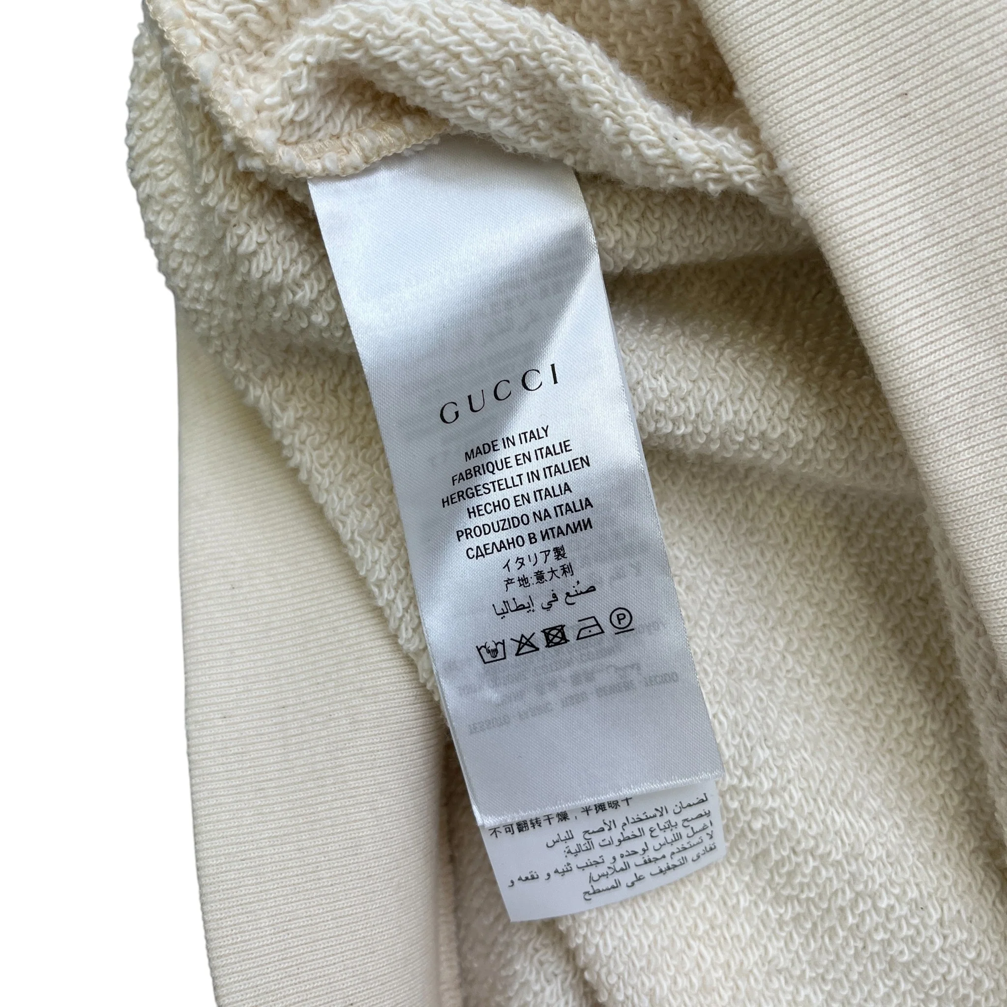 Men's Guccify Distressed Hoodie Cream Size XS - Image 6