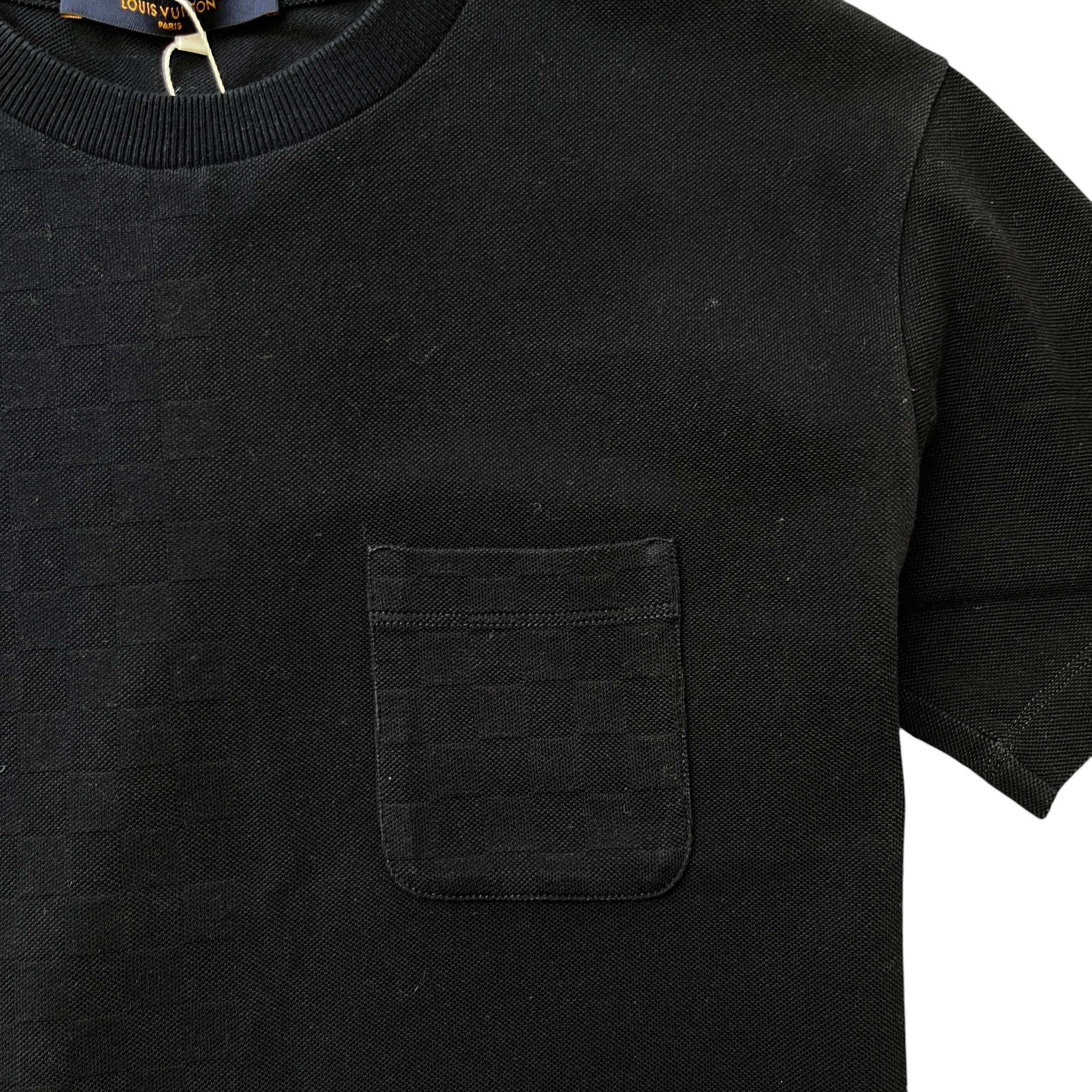 Men's Half Damier Pocket T-Shirt Navy Size XS - Image 5