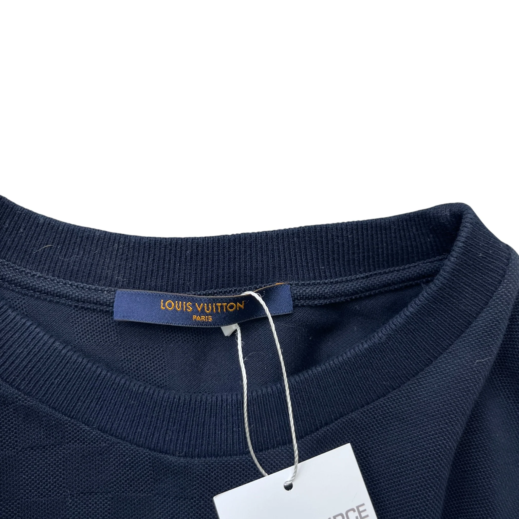Men's Half Damier Pocket T-Shirt Navy Size XS - Image 7