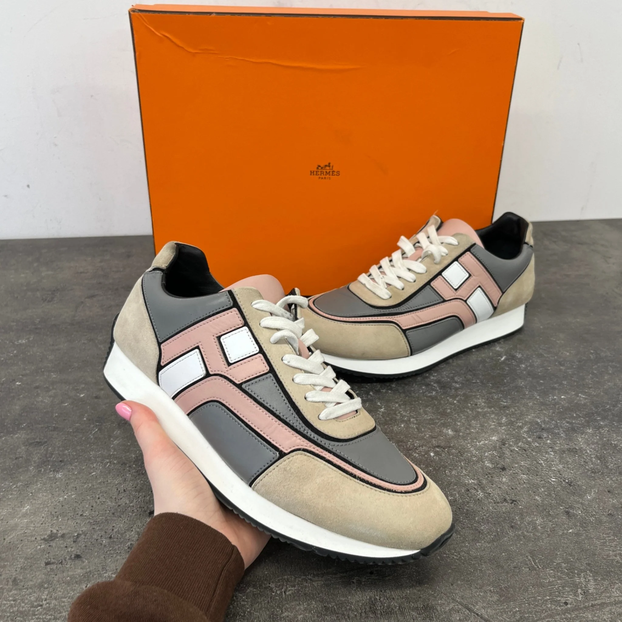 Men's Hogan Low Trainers Beige Size EU 41 / UK 7 - Image 12